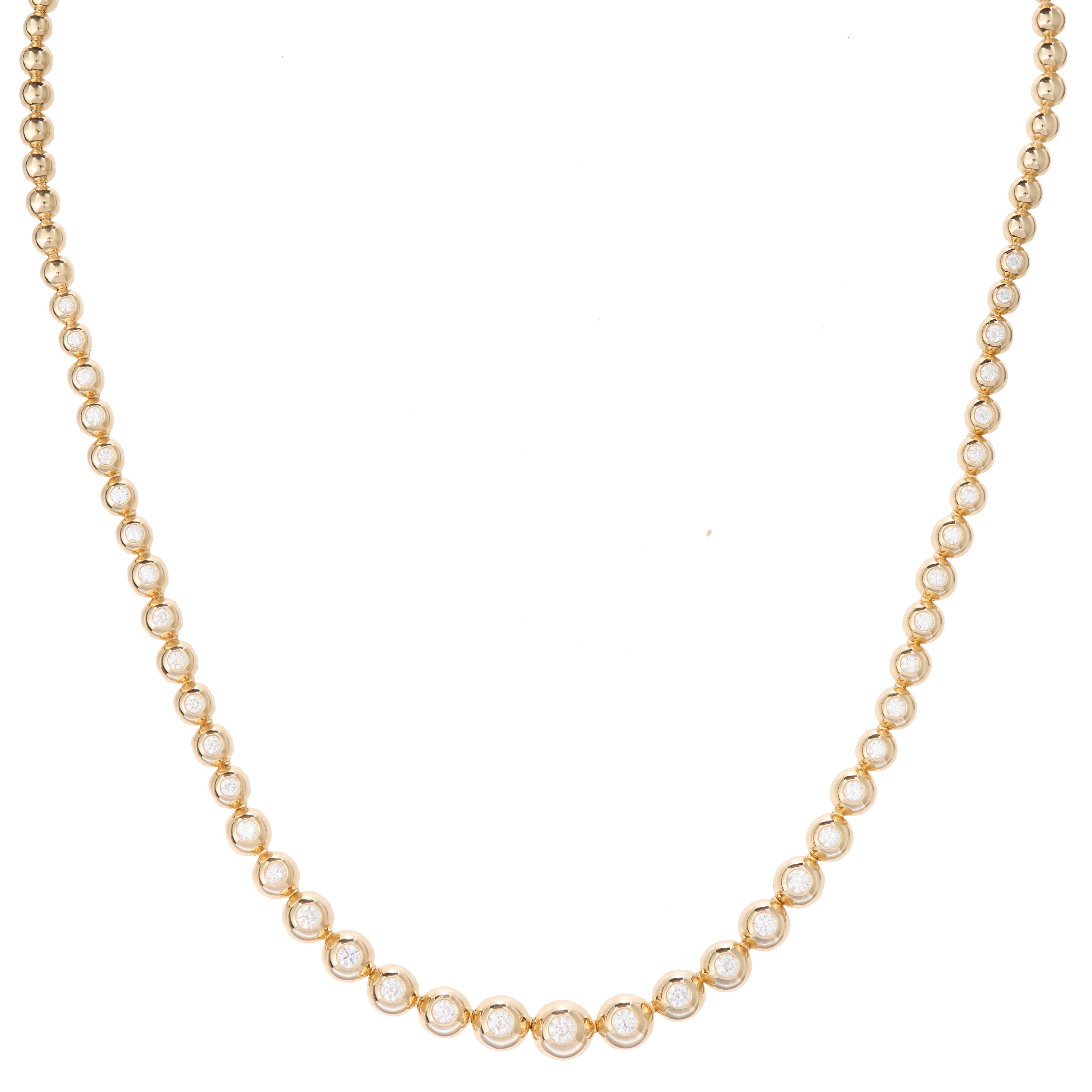 Orbit Gold Bead Necklace with Embedded Diamonds