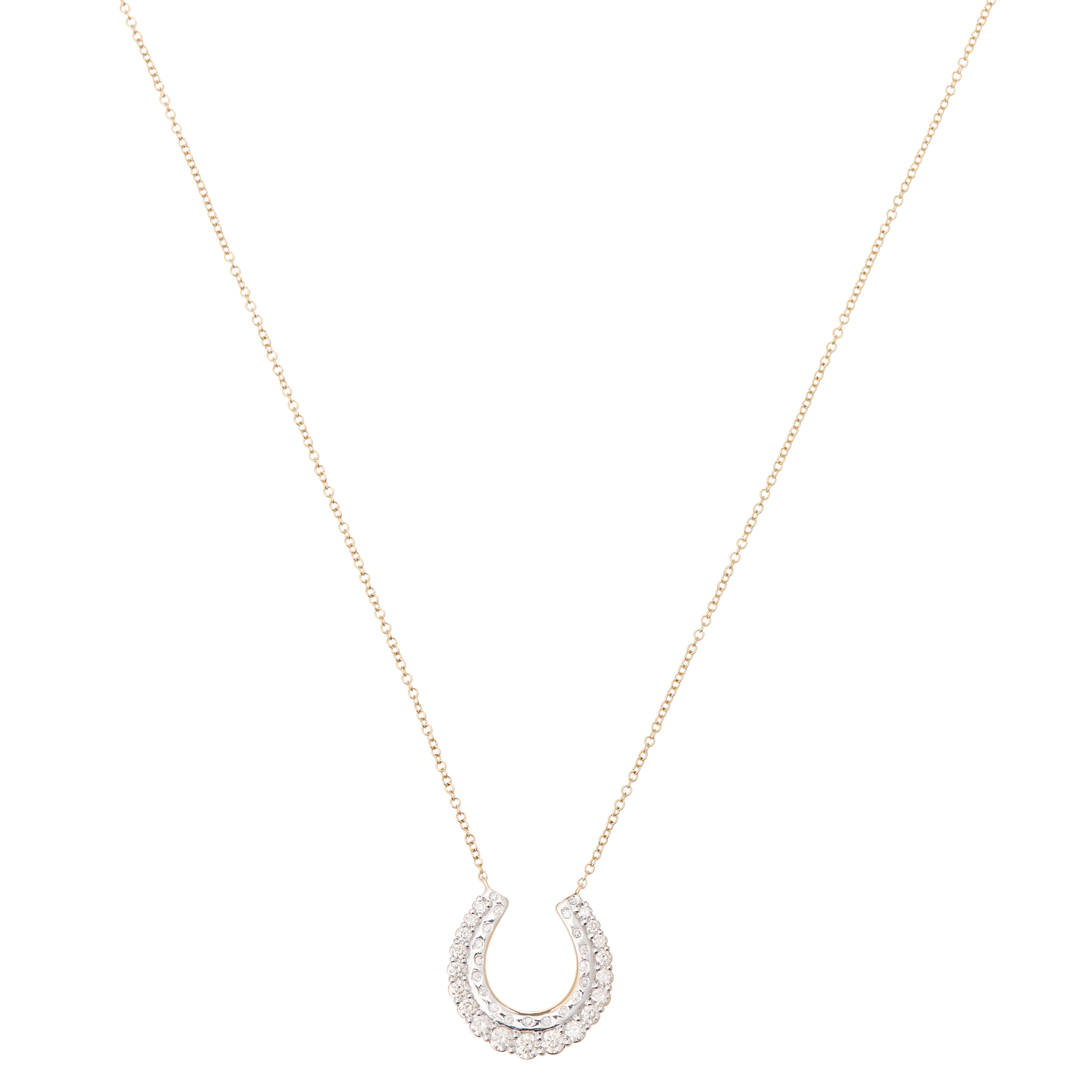 Floating Bezel Diamond Horseshoe Necklace