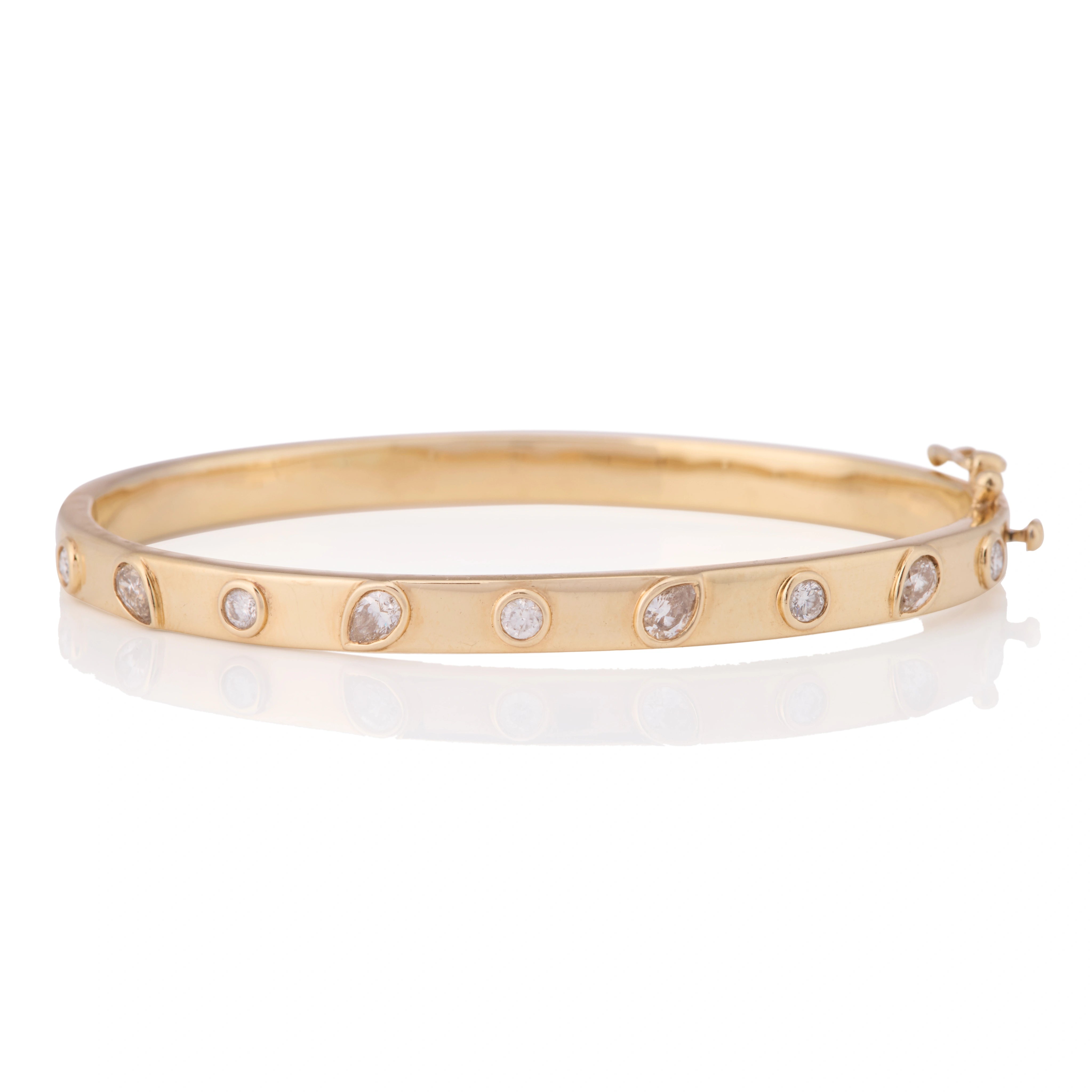 Bezel Set Pear and Round Diamond Bangle
