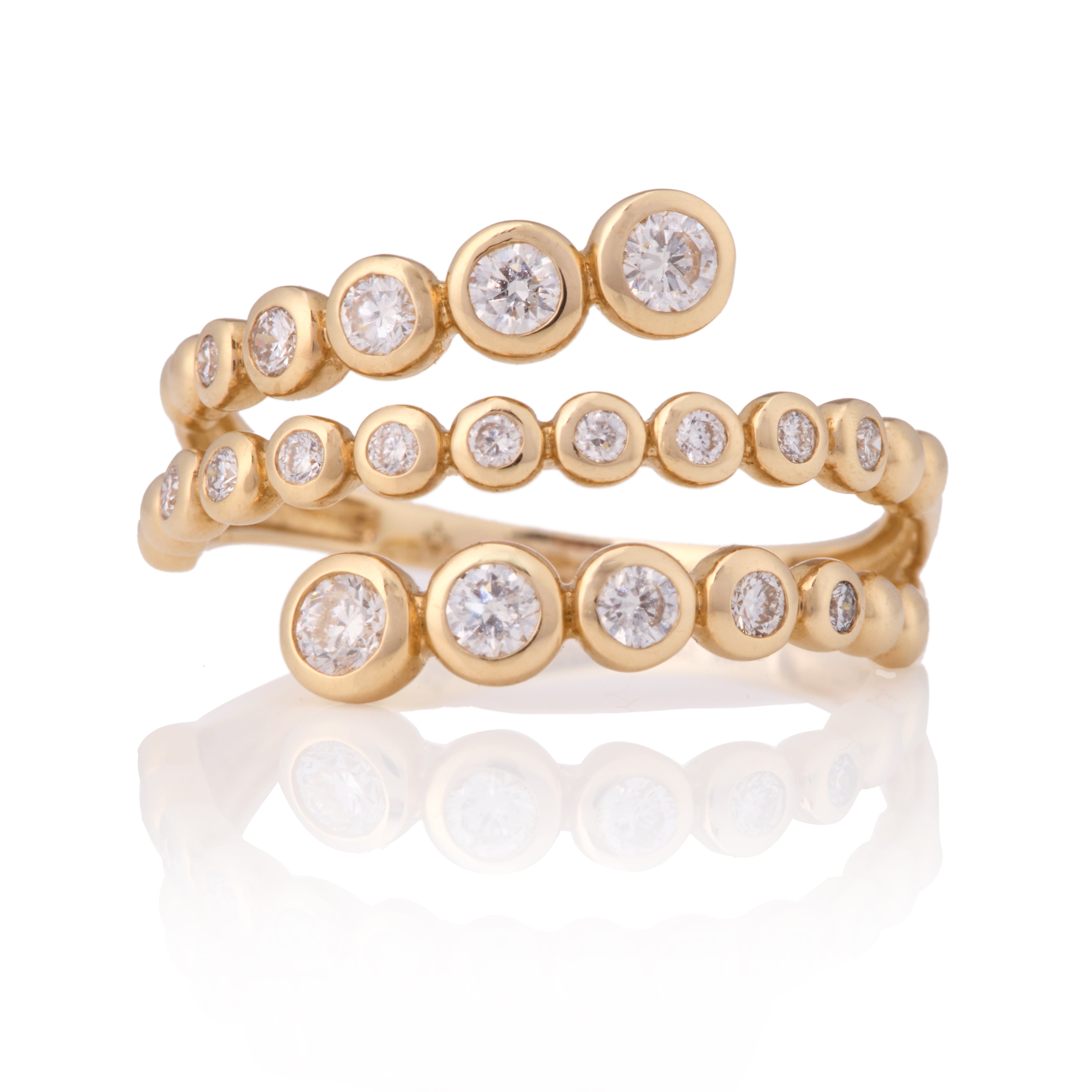 Lunar Triple Bezel Diamond Bypass Orbit Ring