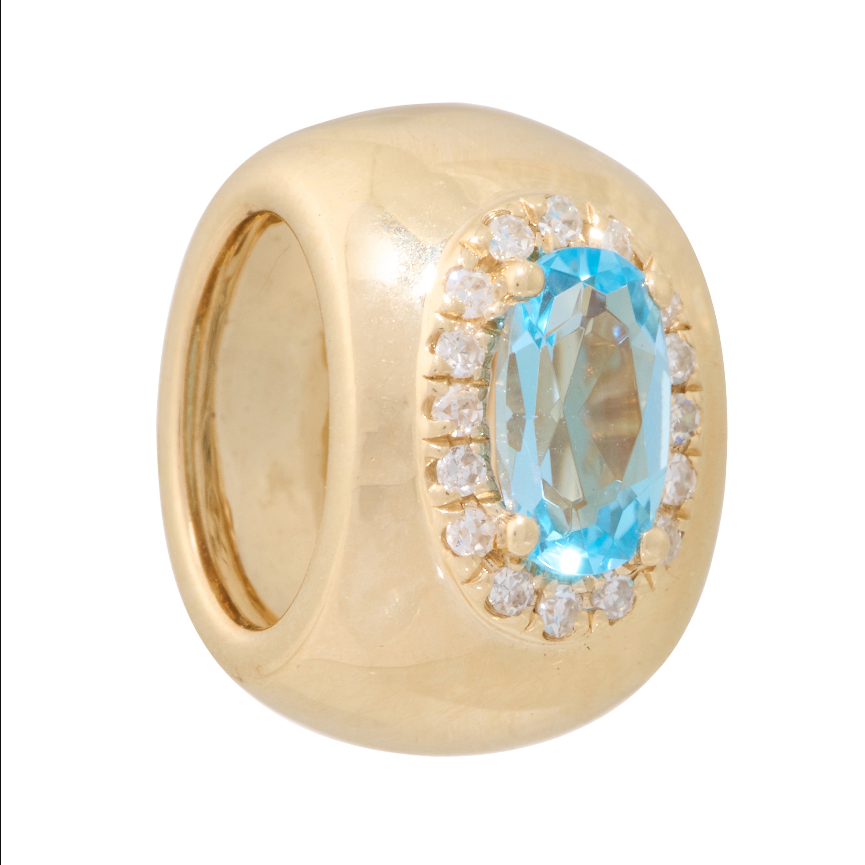 Oval Blue Topaz and Diamond Glider