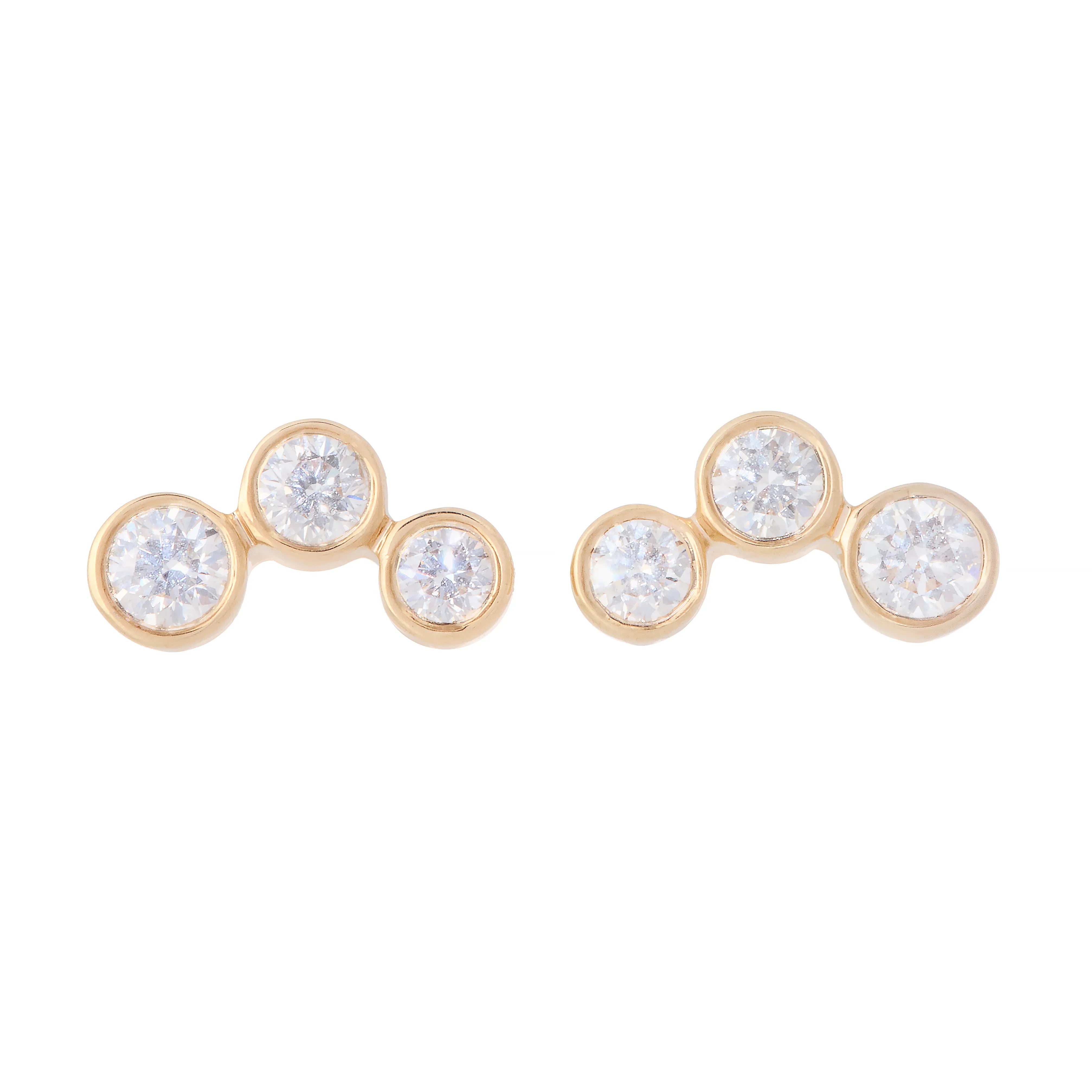 3 Bezel Diamond Studs