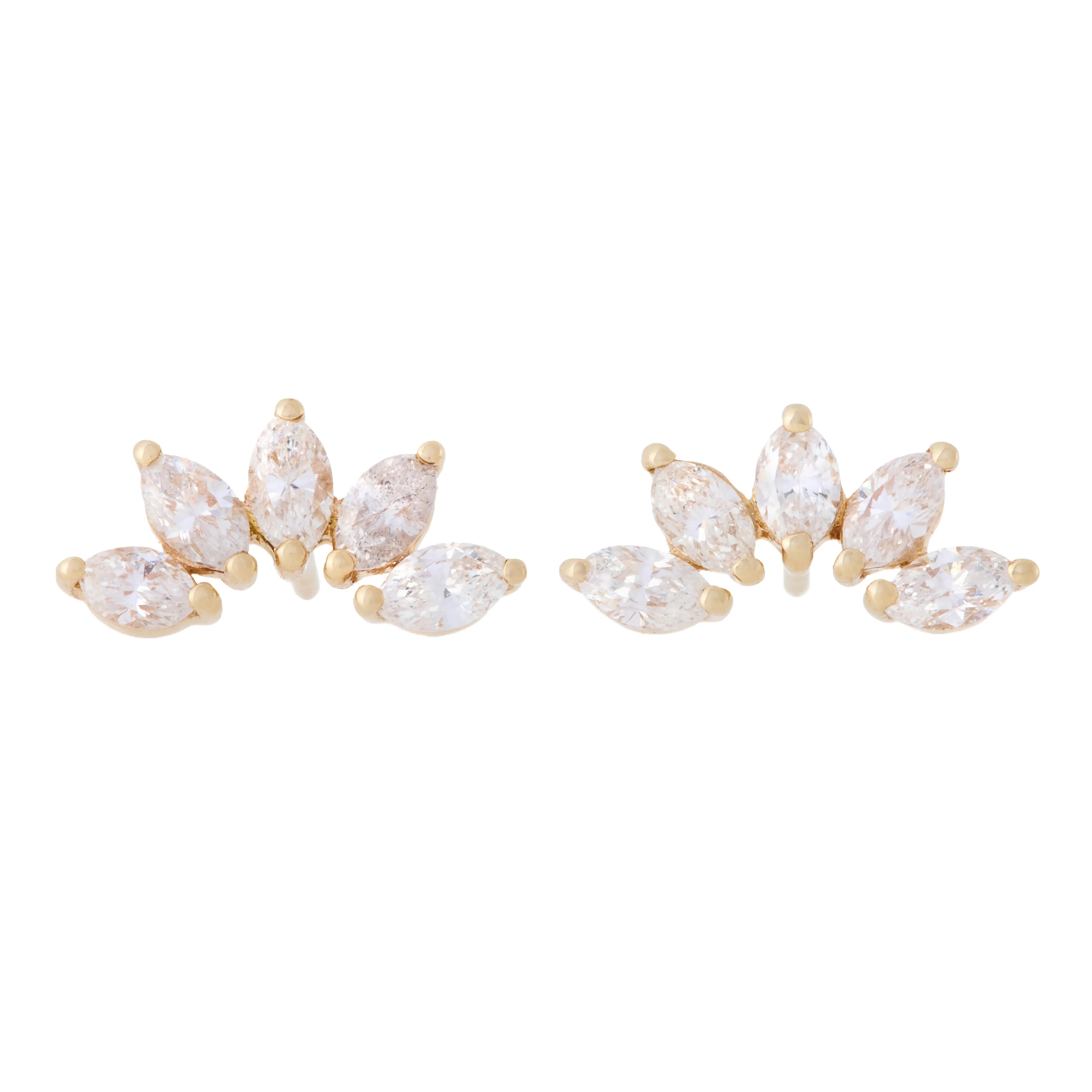 5 Marquise Diamond Curved Fan Studs