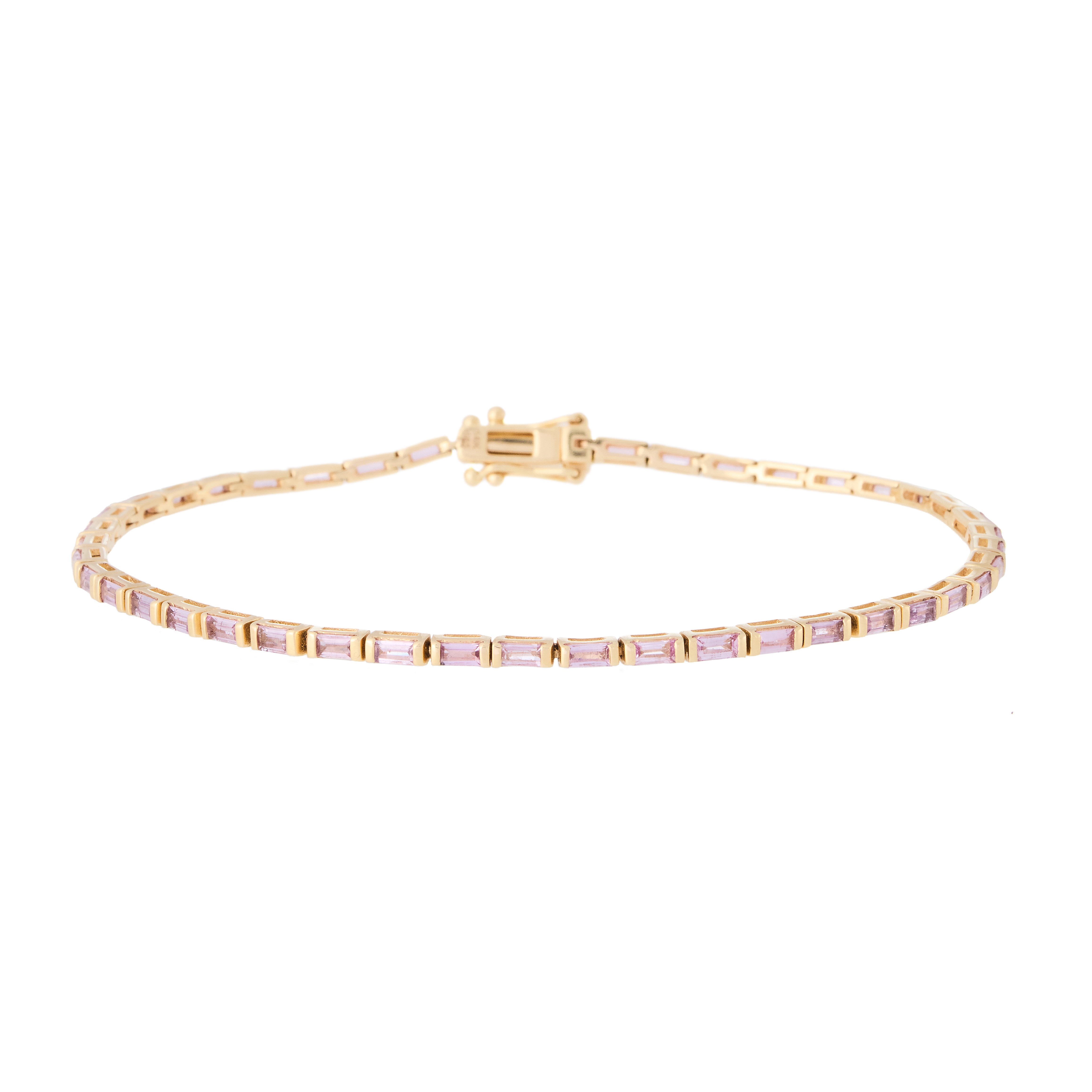 Baguette Pink Sapphire Tennis Bracelet