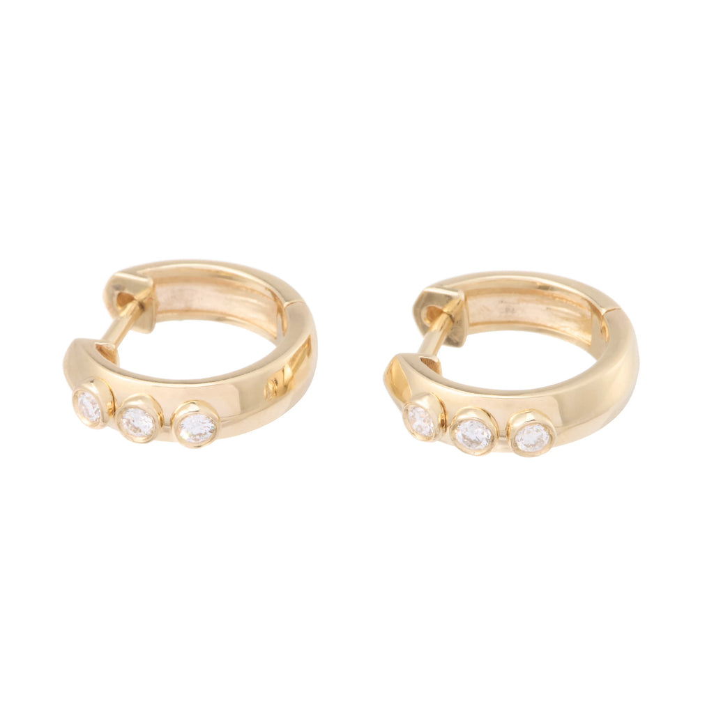 Semi Precious Bezel Set 'Coin' on Gold Fill Huggie main image 0