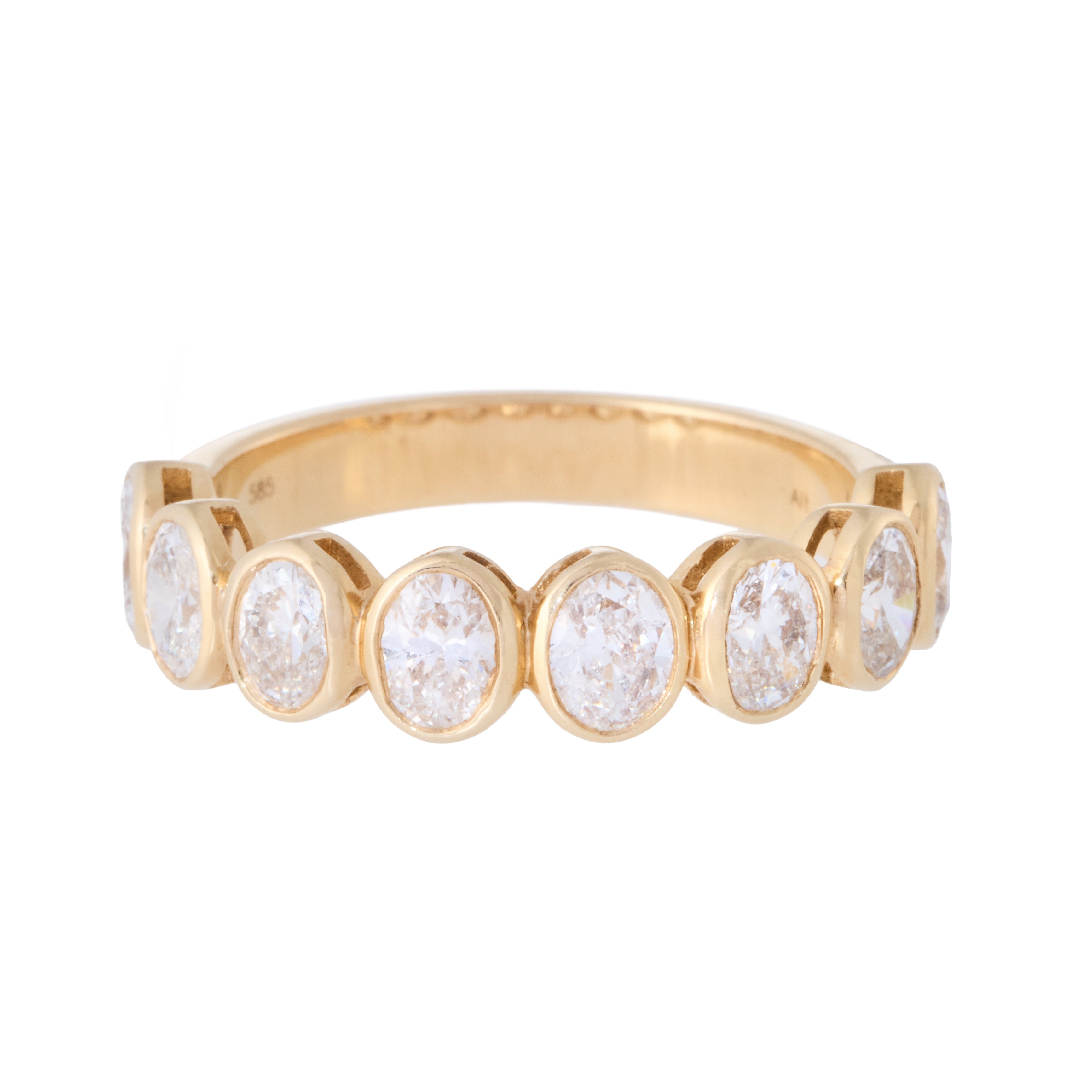 Bezel Set Oval Diamond Half Eternity Band