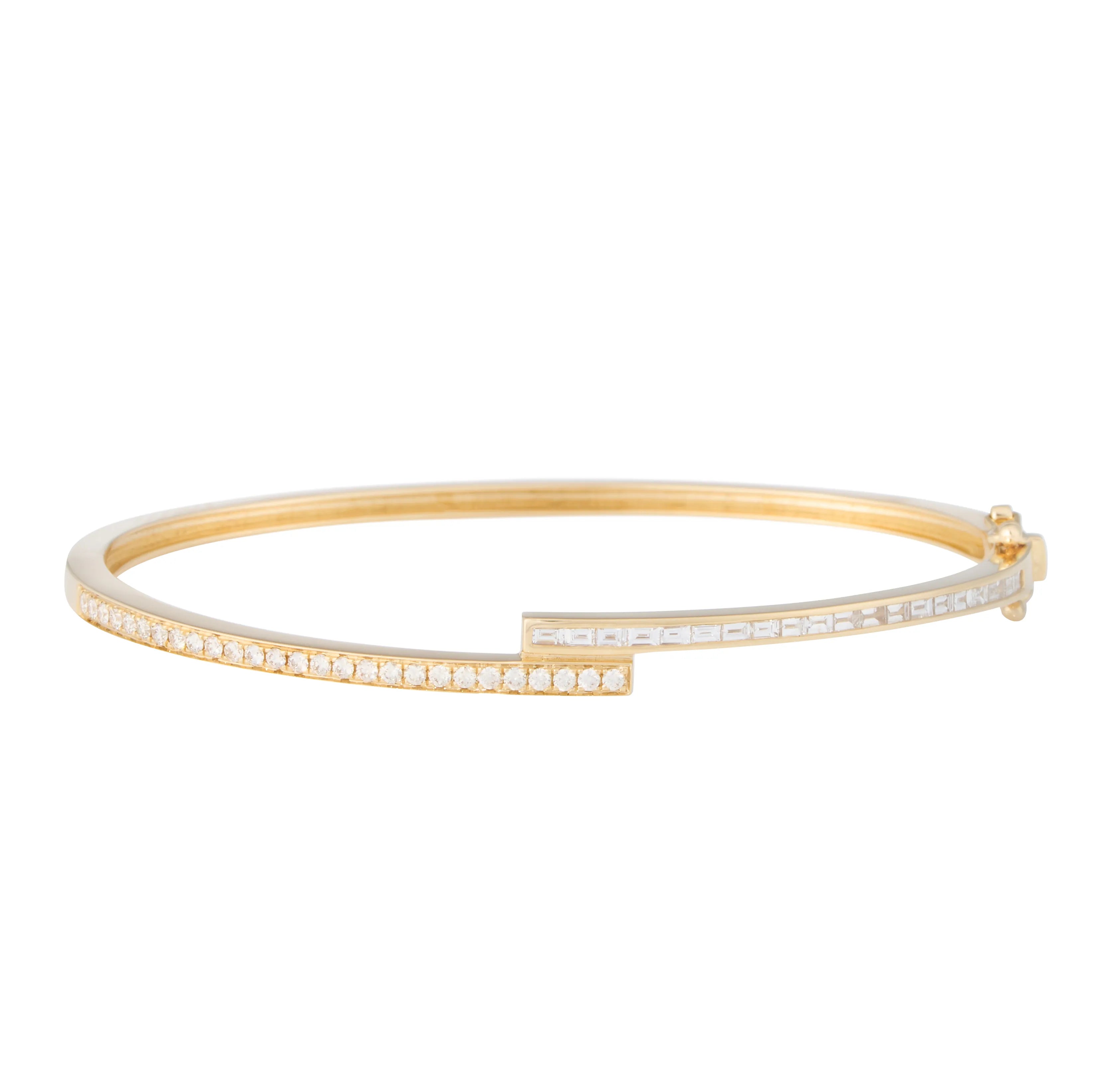 Diamond and Baguette Bypass Bangle