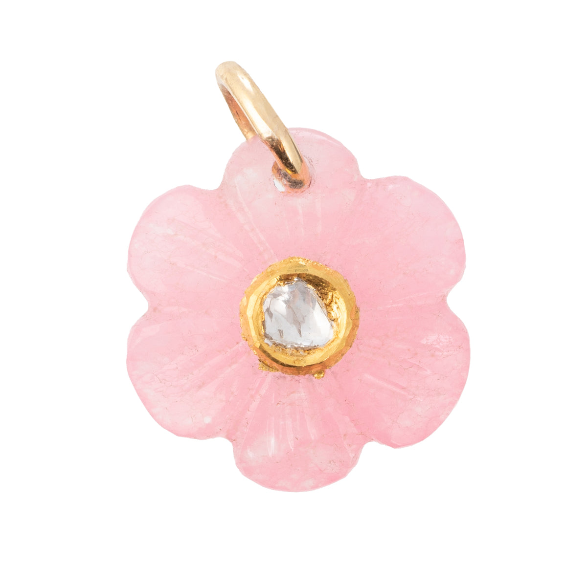 Fleur Charm with Pink Agate