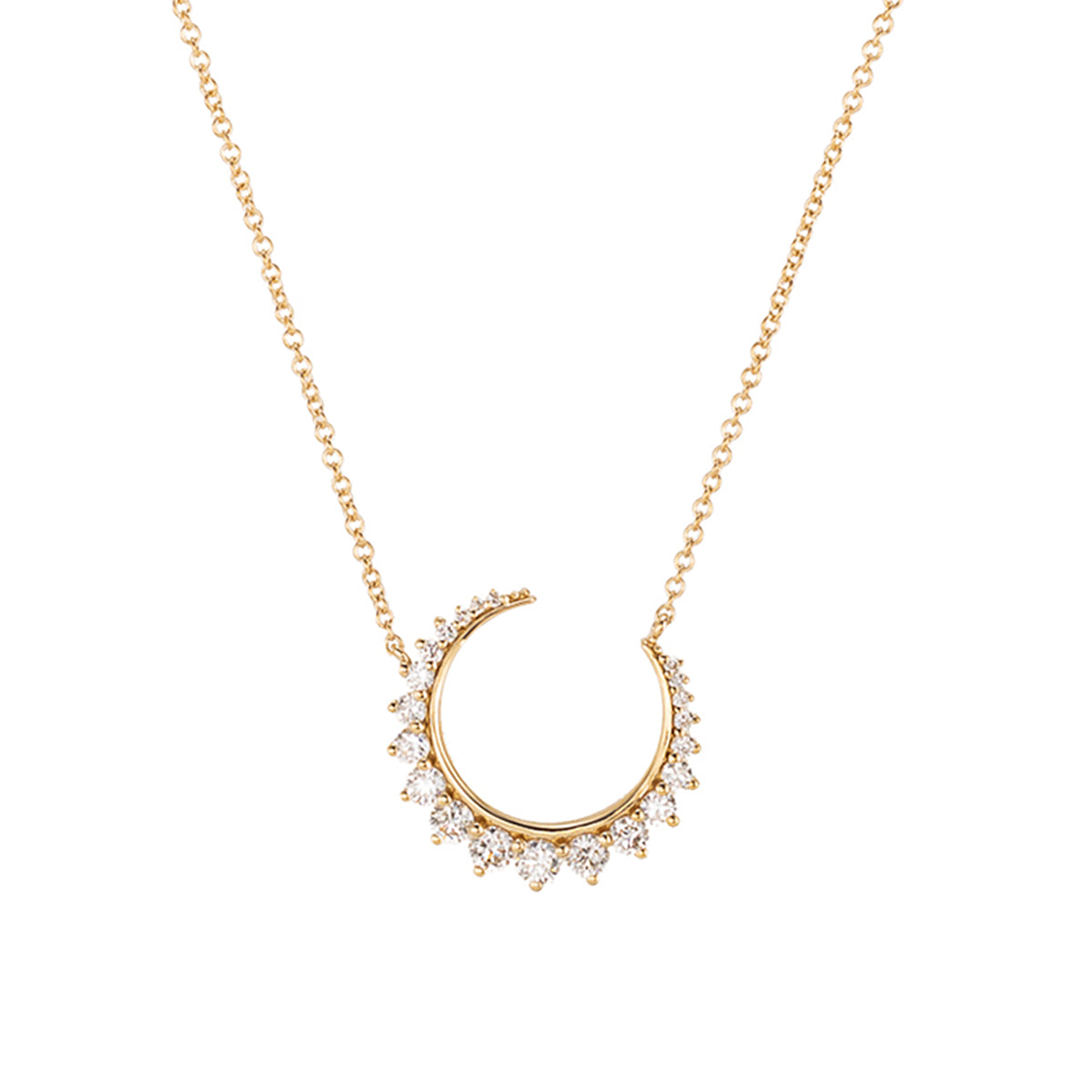 Gradient Diamond Crescent Moon Necklace