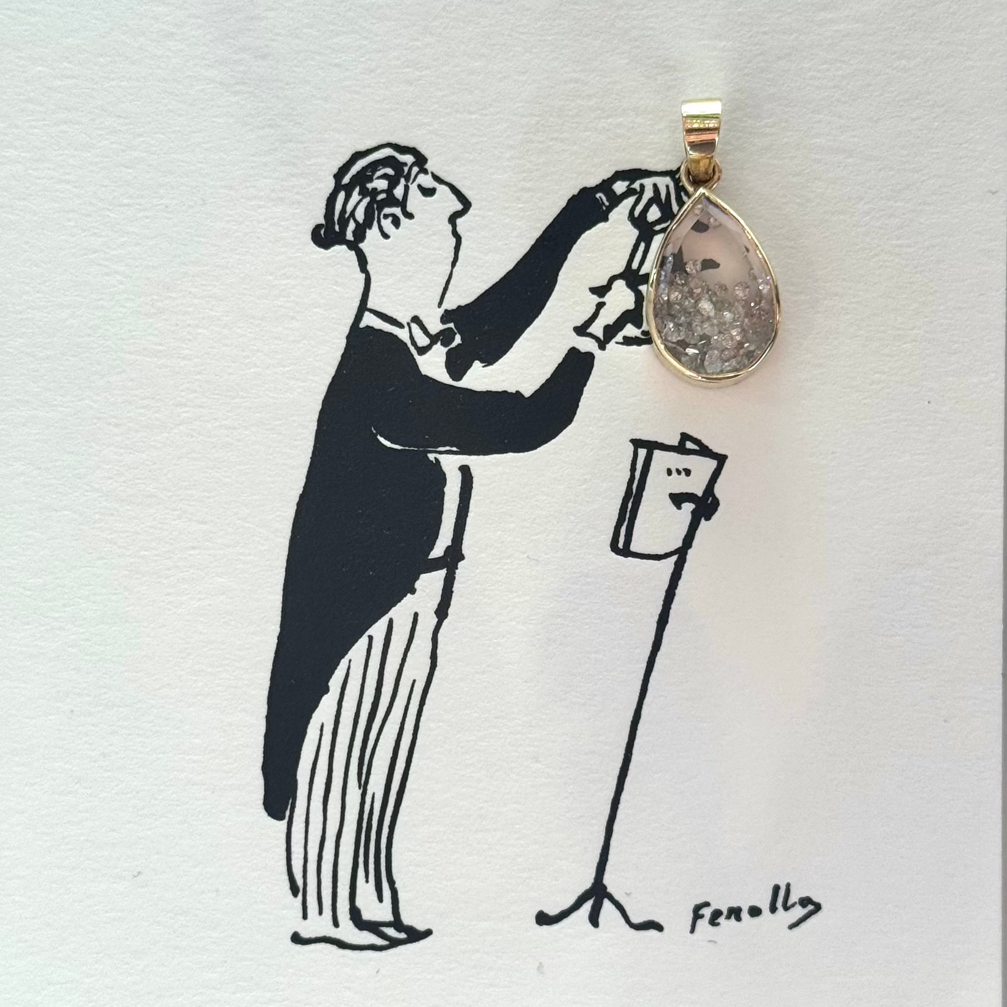 Teardrop Diamond Shaker Charm