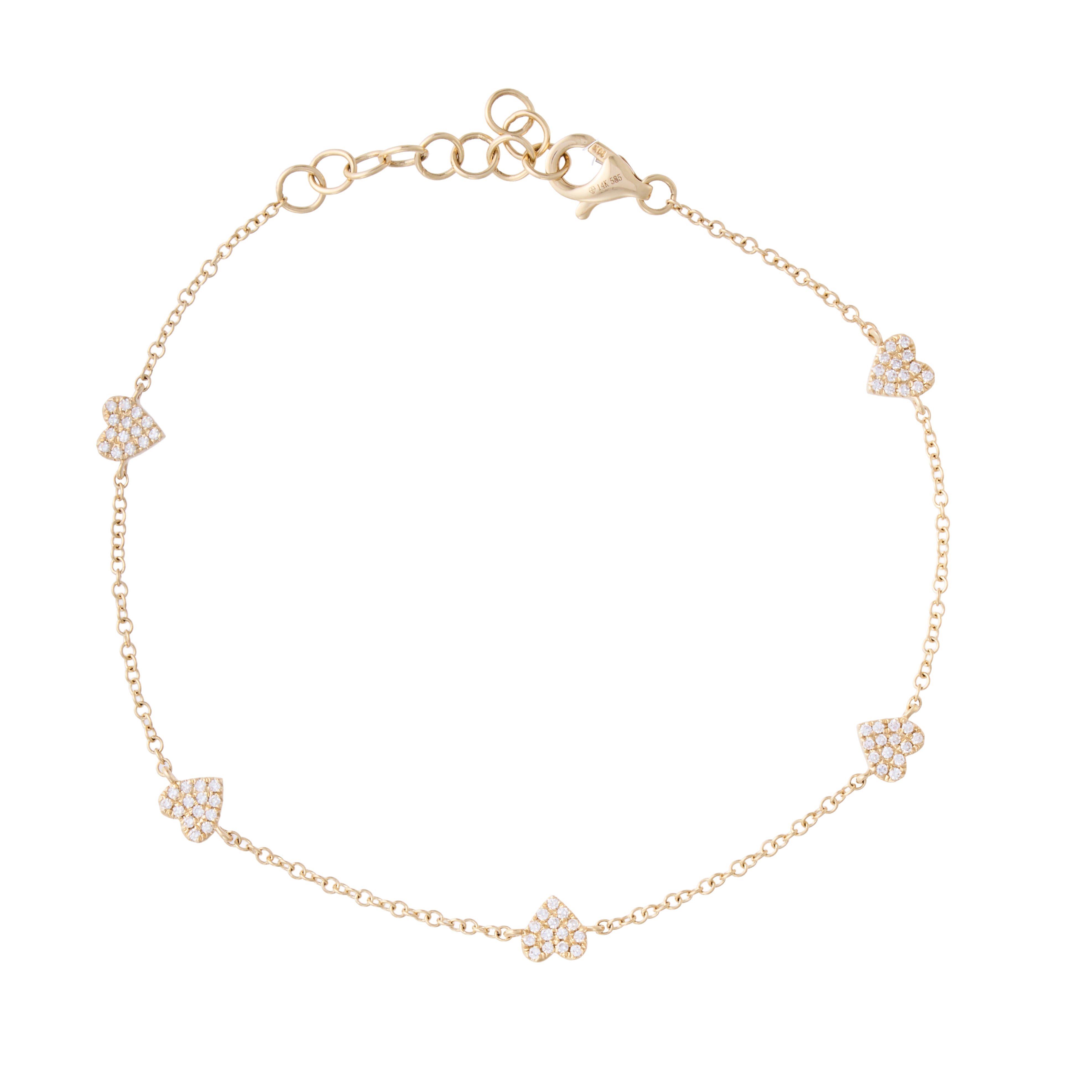 Multi Pave Heart Chain Bracelet