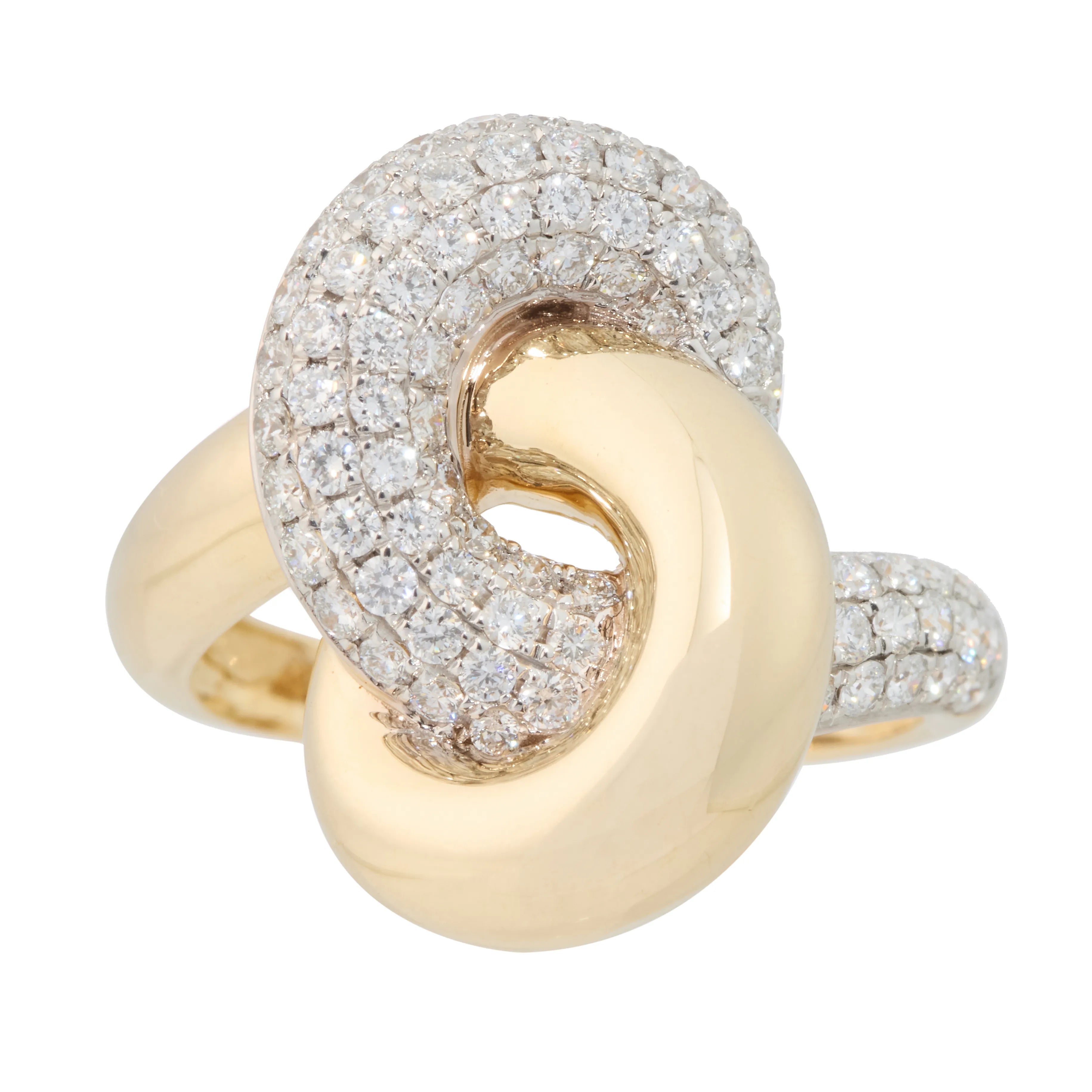 Pave Diamond and Solid Gold Nouer Knot Ring