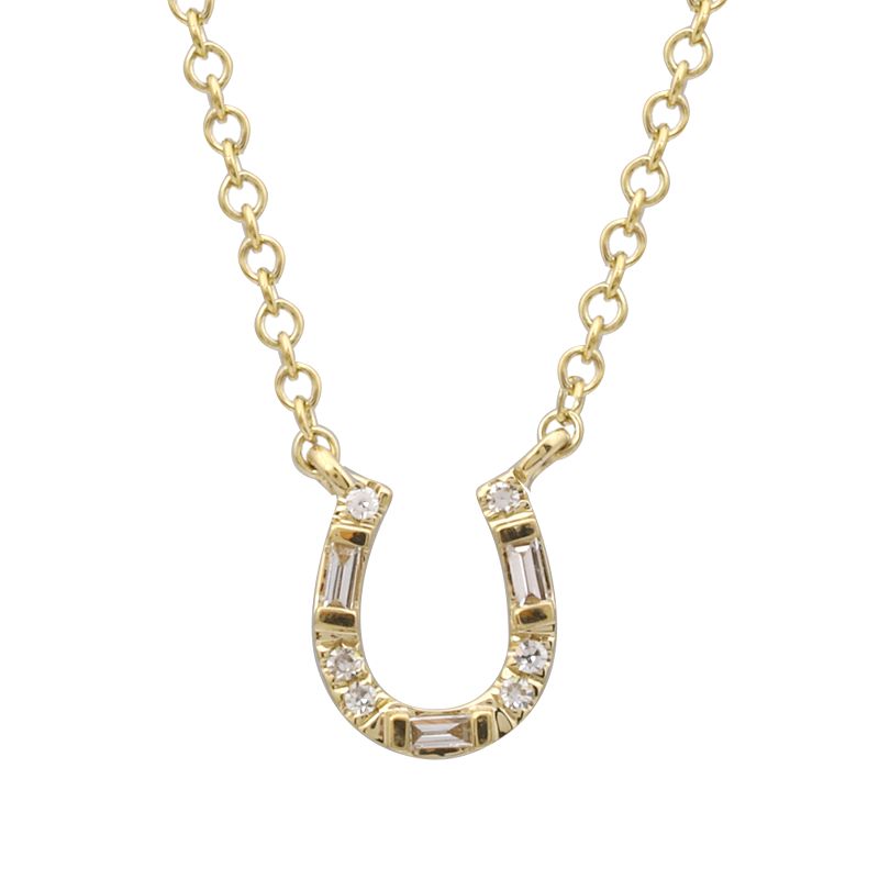 Petite Baguette and Diamond Horseshoe Necklace