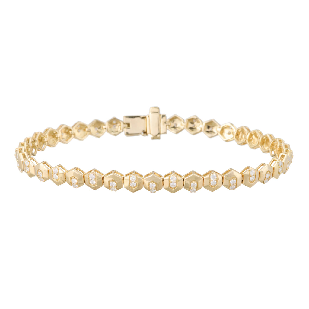 Exagon Leather Bracelet in Gold main image 1