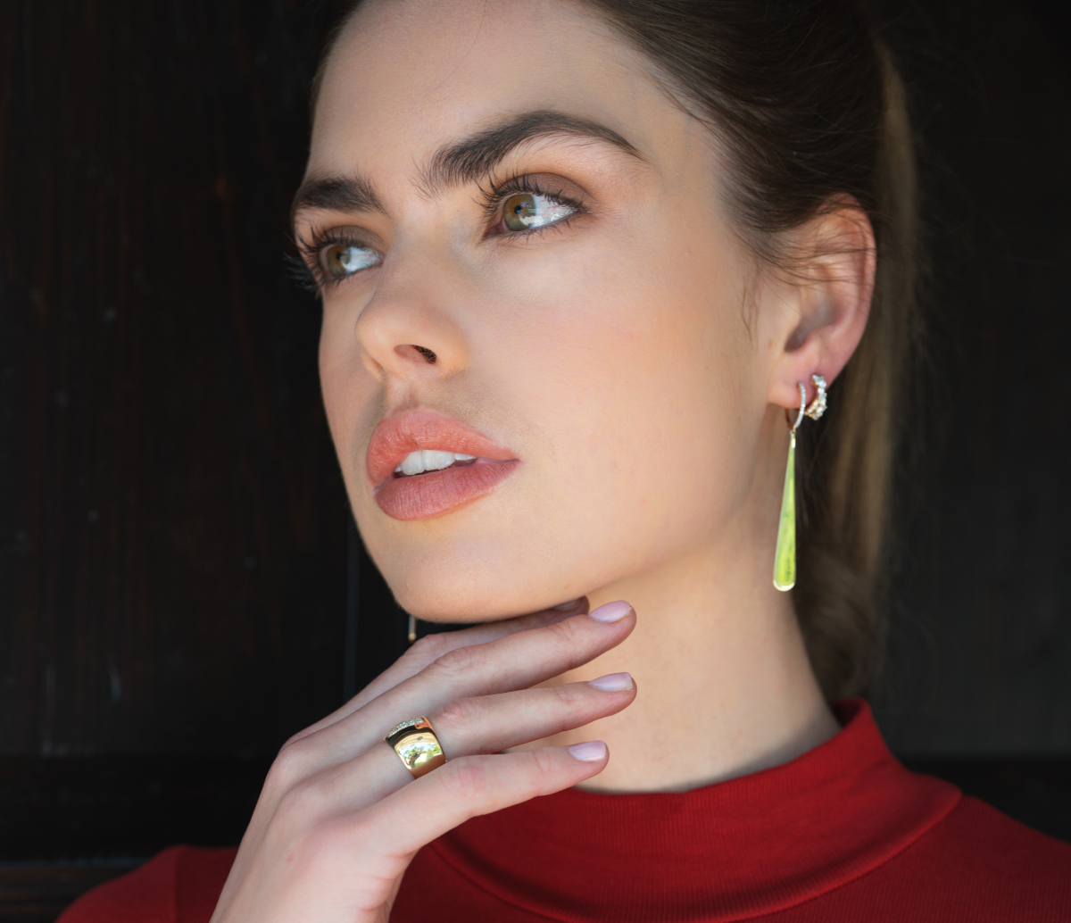 Hailey Elongated Solid Gold Teardrop Dangles