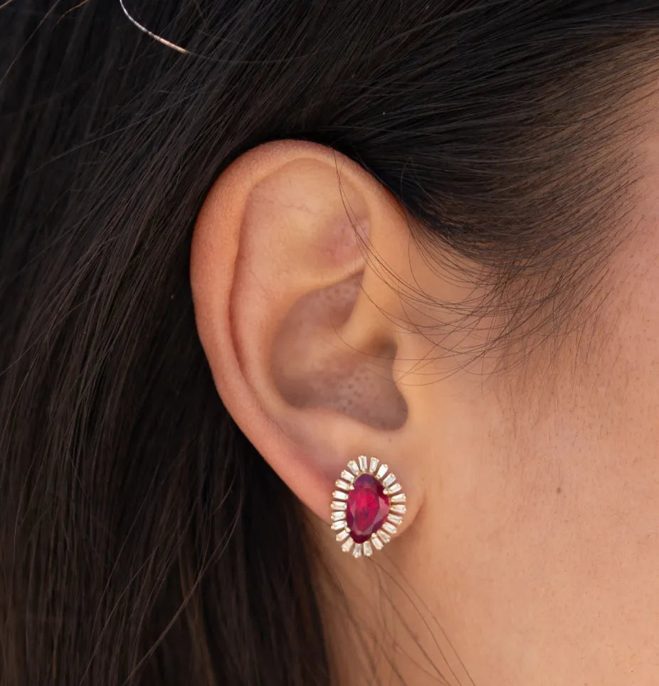 Amphora Raw Cut Ruby Studs