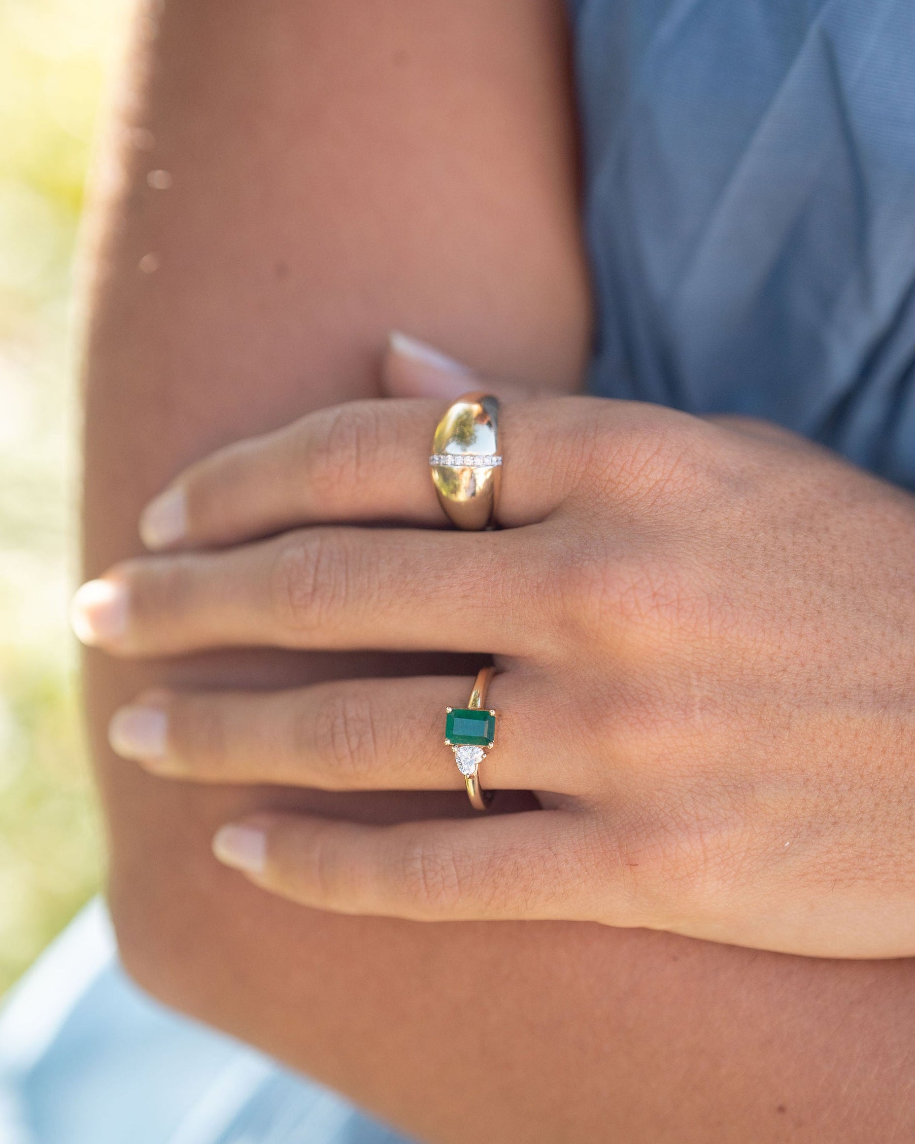 Vertical Diamond Line Dome Ring