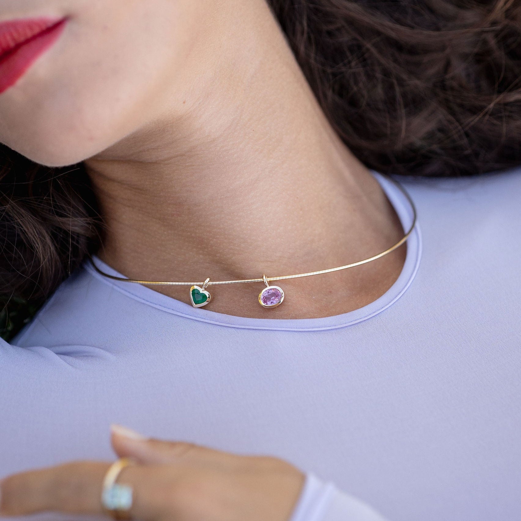 Bezel Oval Pink Sapphire Charm