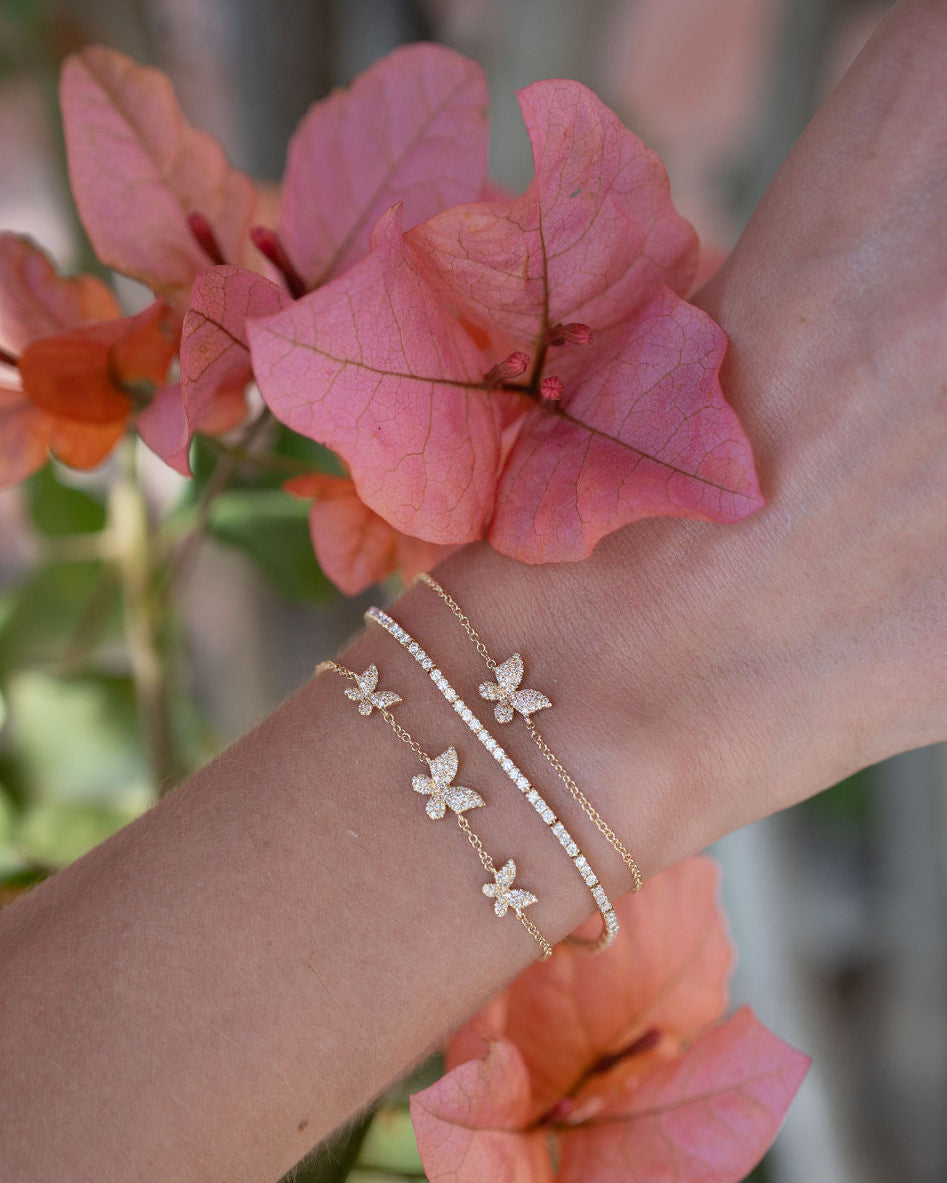Triple Pave Butterfly Bracelet