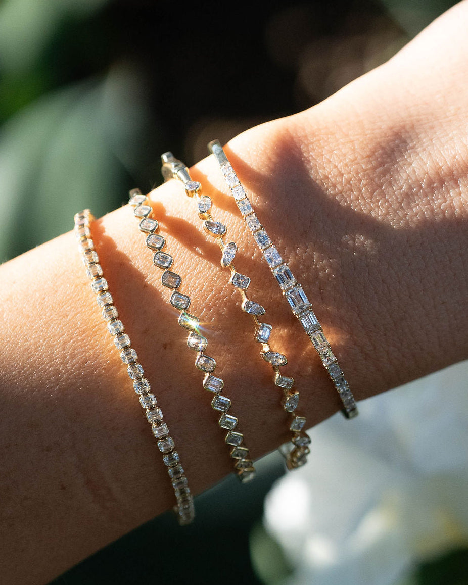 Emerald Cut Gradient Diamond Bangle