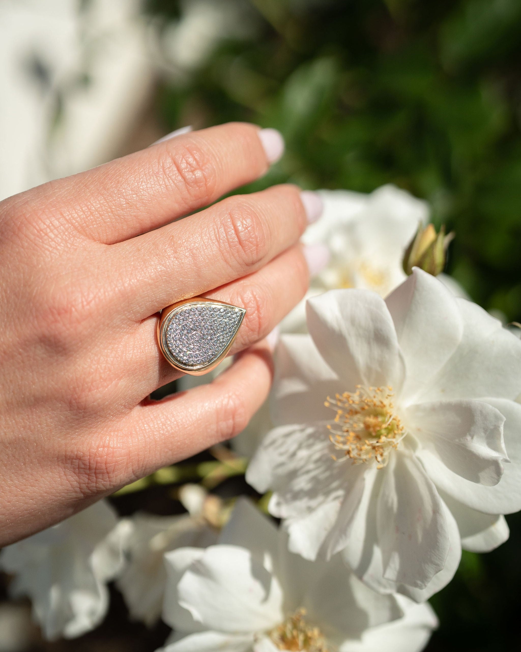 Pave Diamond Pear Ring