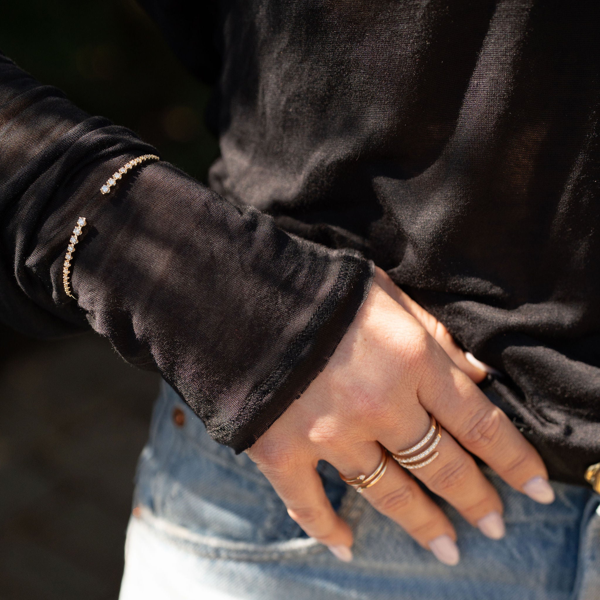 Gradient Diamond Open Cuff Bangle