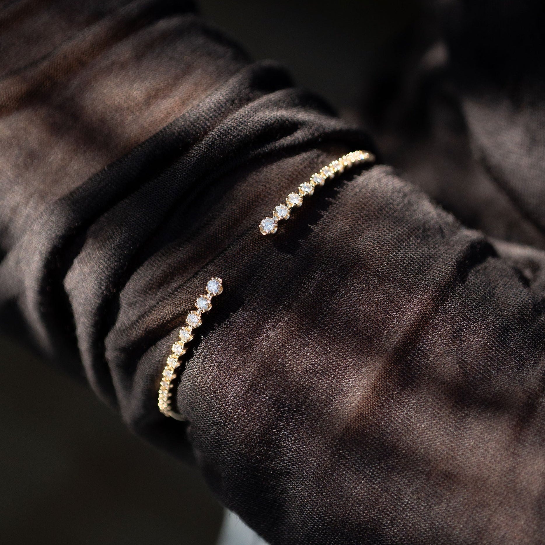 Gradient Diamond Open Cuff Bangle