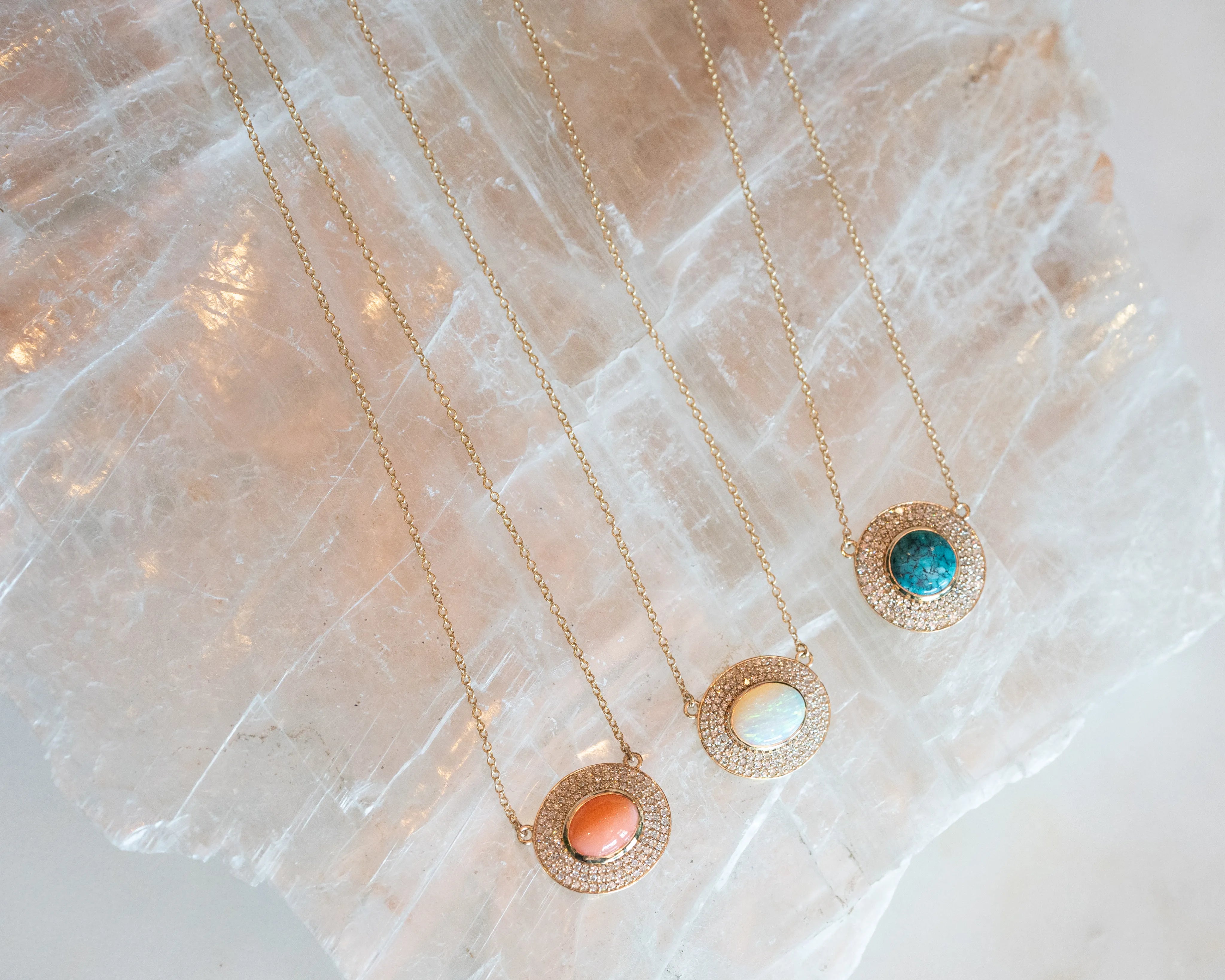 Opal and Diamond Medallion Necklace