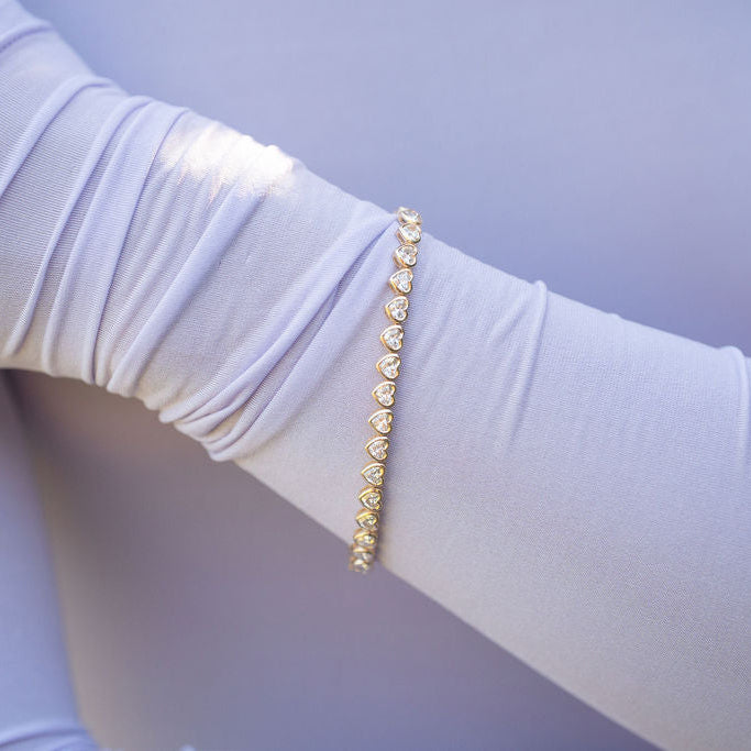 Heart diamond tennis bracelet