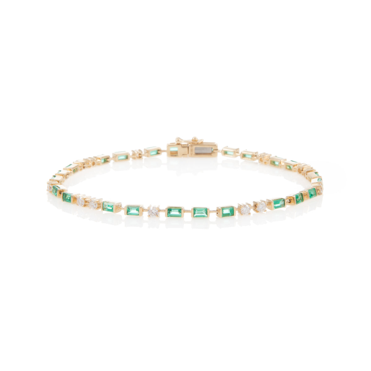 Baguette Emerald and Diamond Tennis Bracelet