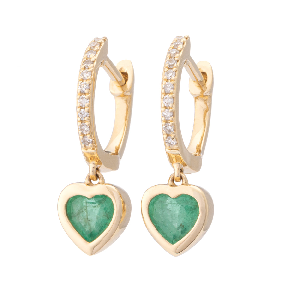 Emerald Heart Dangle Huggies