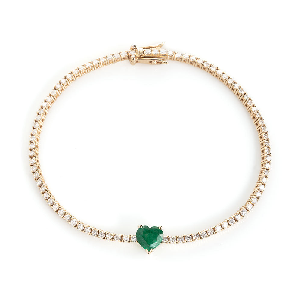 Lena Emerald Heart Tennis Bracelet