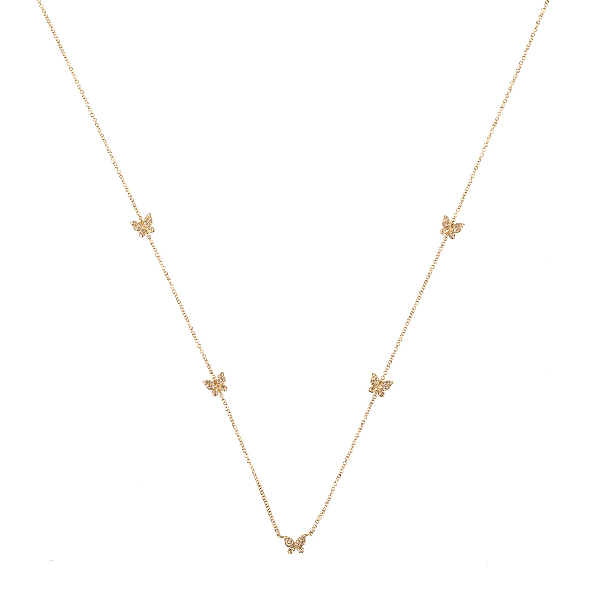 Pave Multi Butterfly Necklace