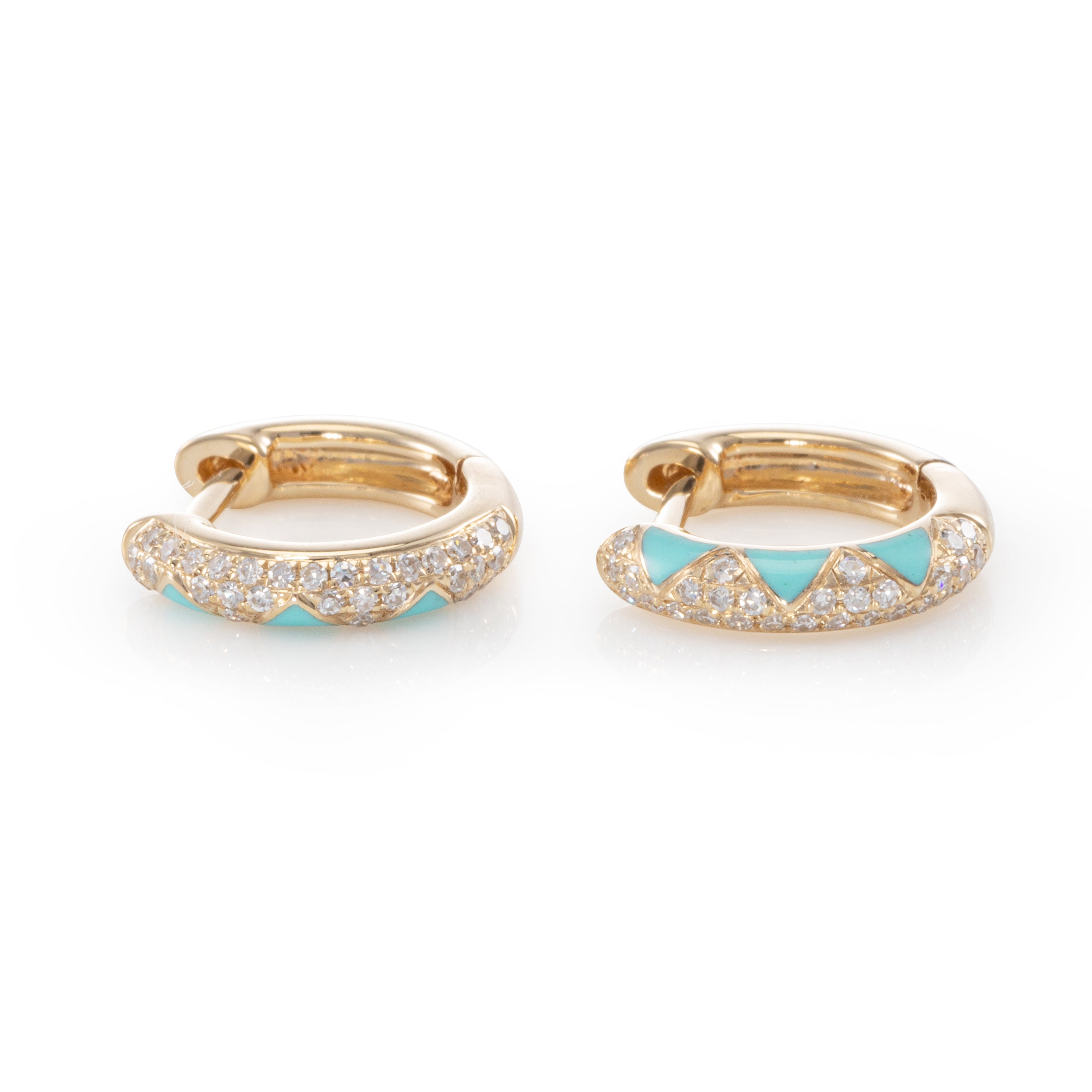 Petite Enamel and Diamond Pyramid Huggies