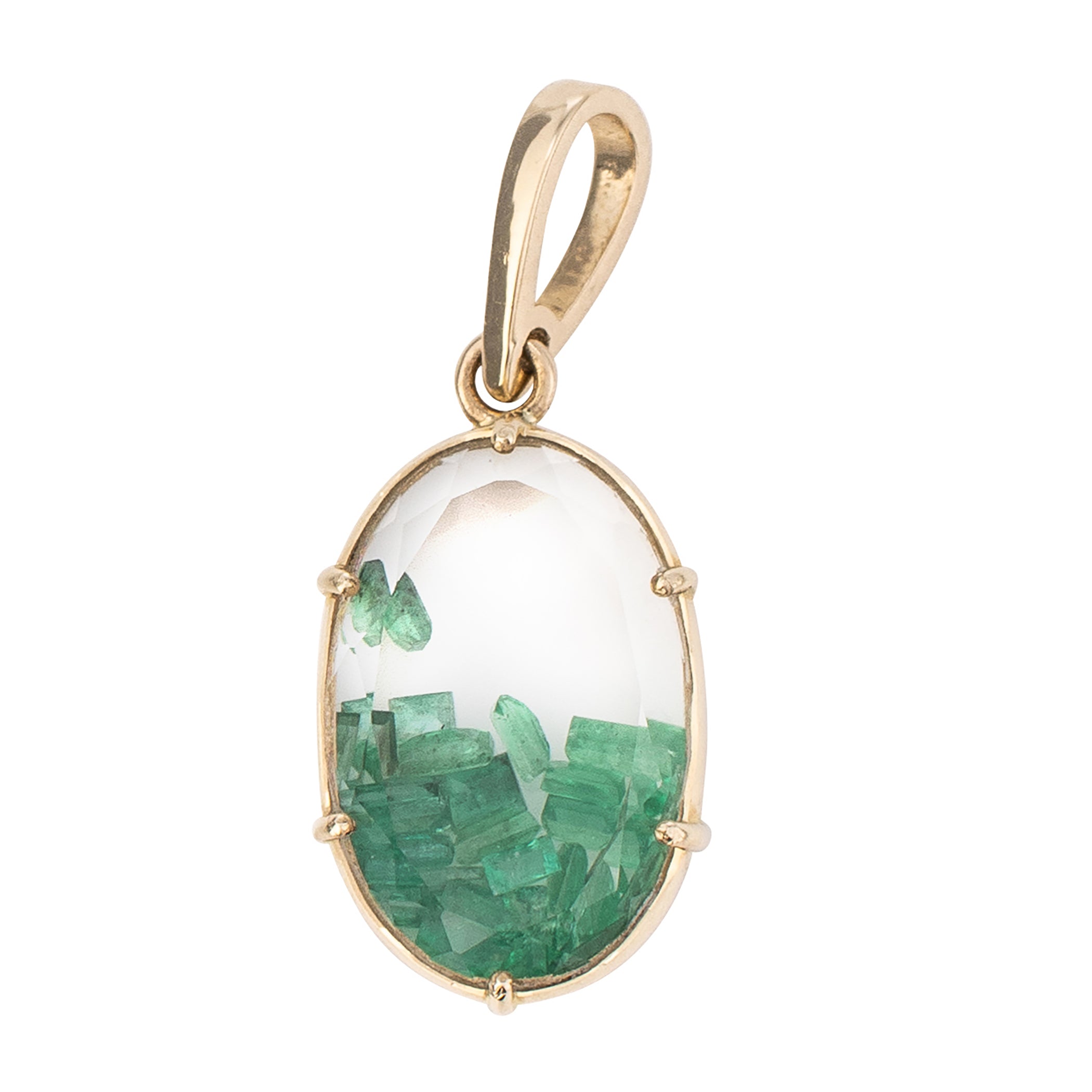 Petite Oval Emerald Shaker Charm
