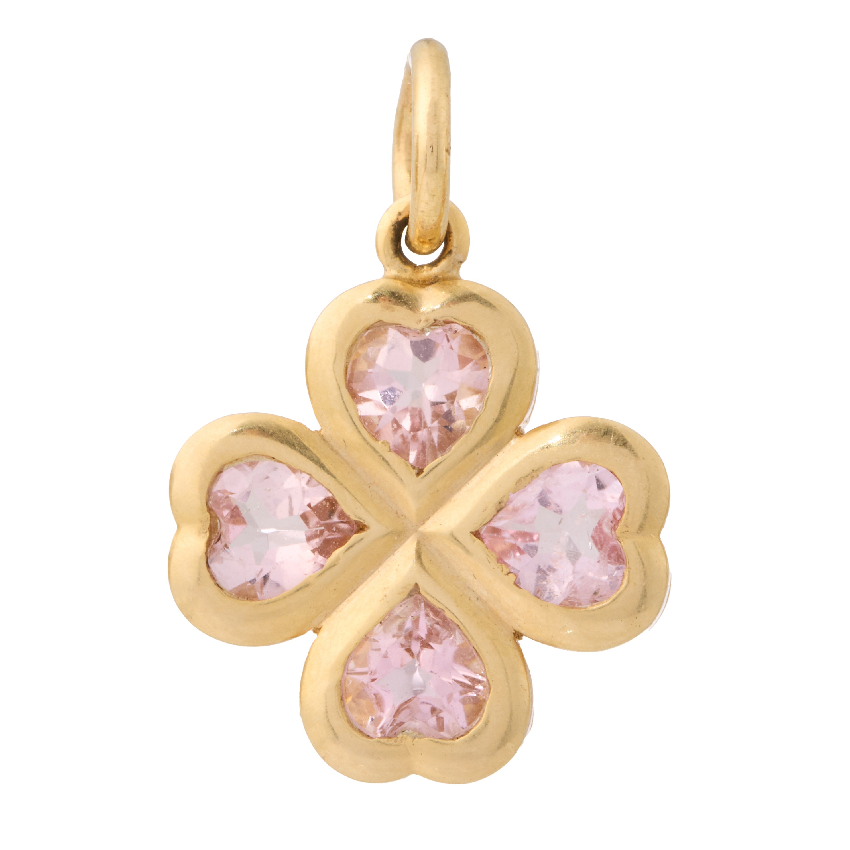 Morganite 4 Leaf Clover Charm