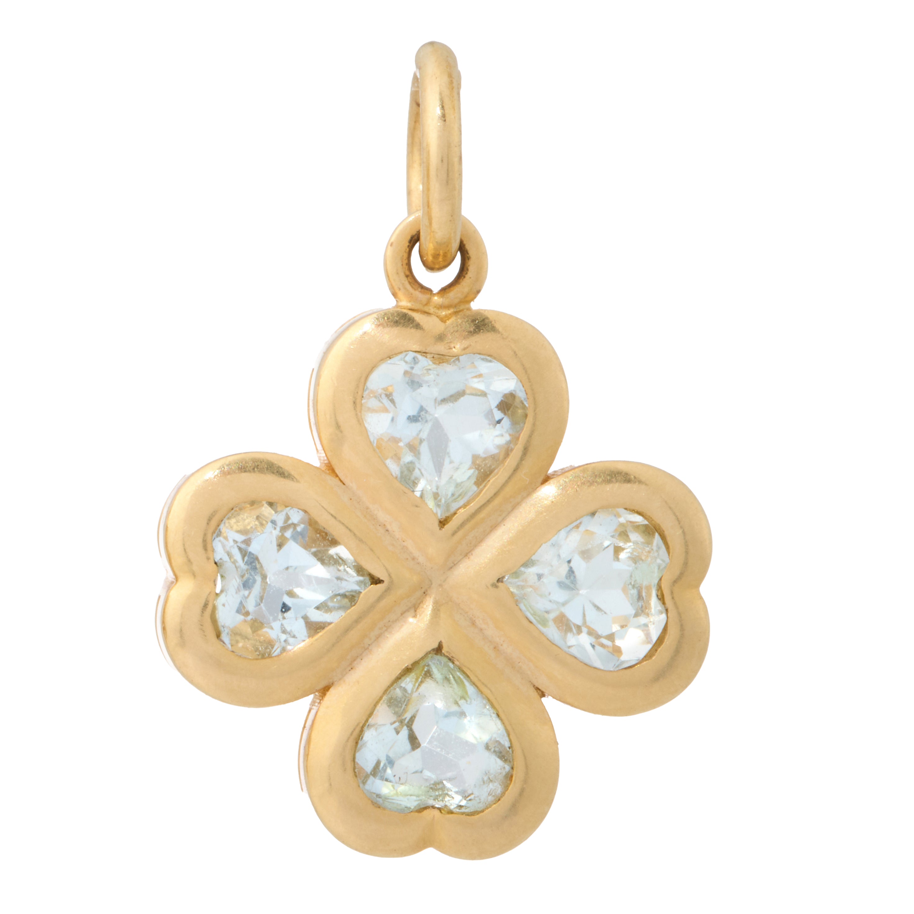 Aquamarine 4 Leaf Clover Charm