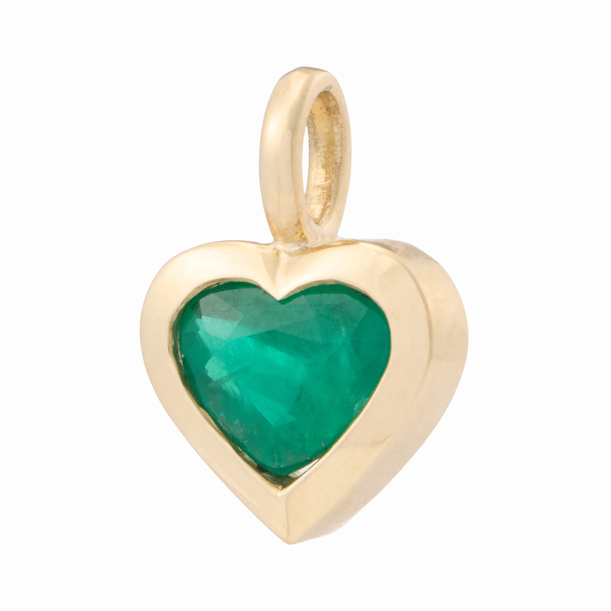 Bezel Heart Emerald Charm
