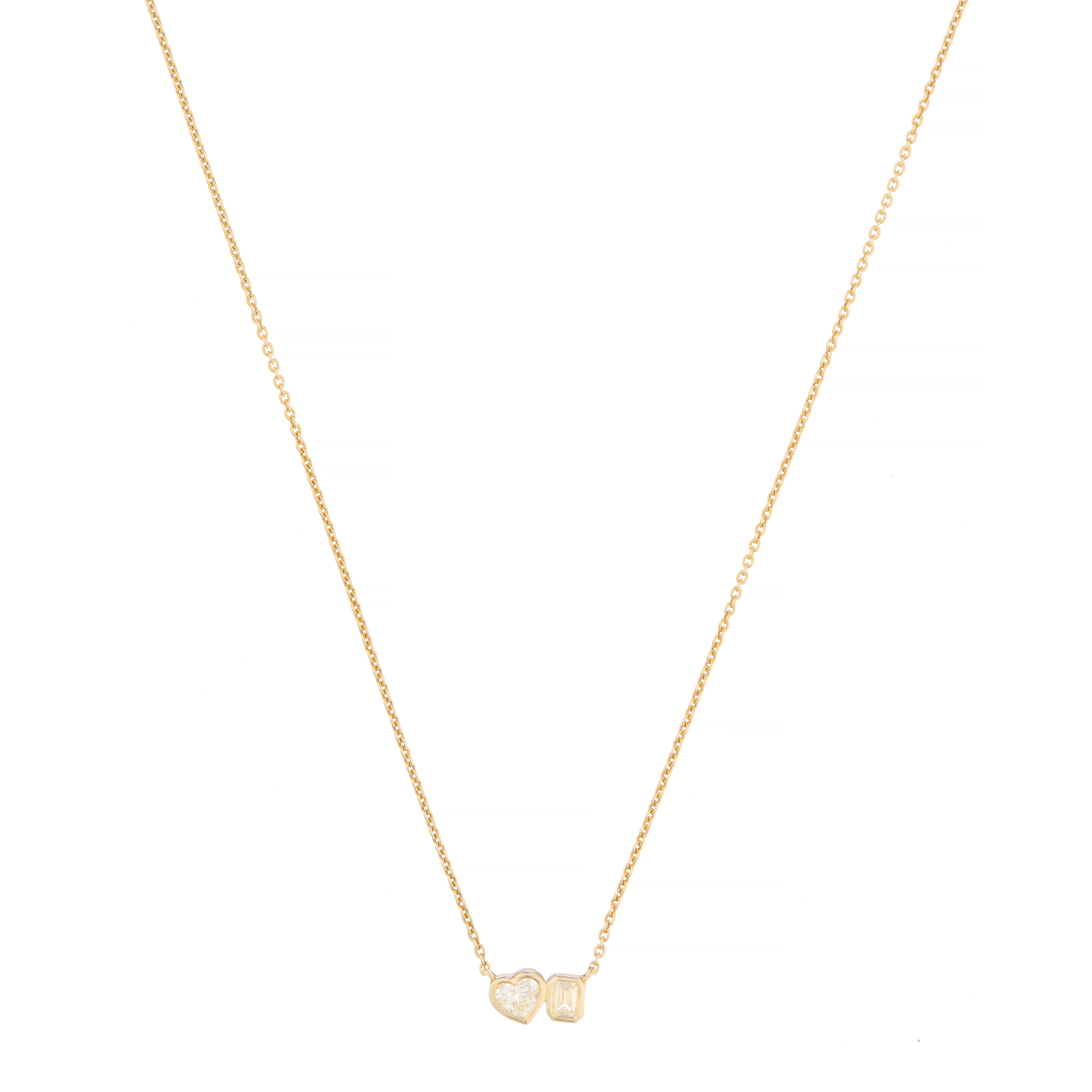 Bezel Set Moi Et Toi Diamond Necklace