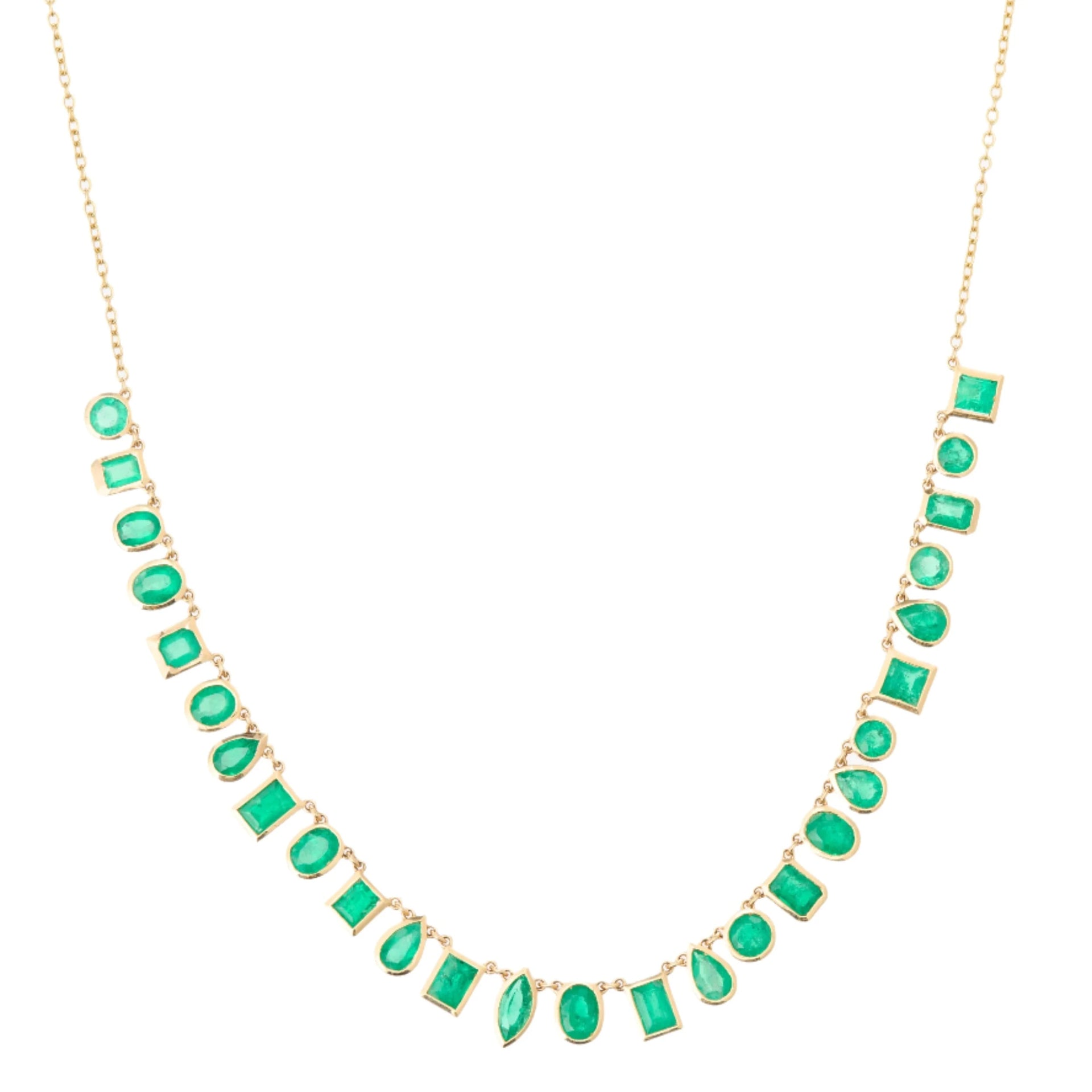 Bezel Set Multi Shape Emerald Necklace, image size:1920x1920