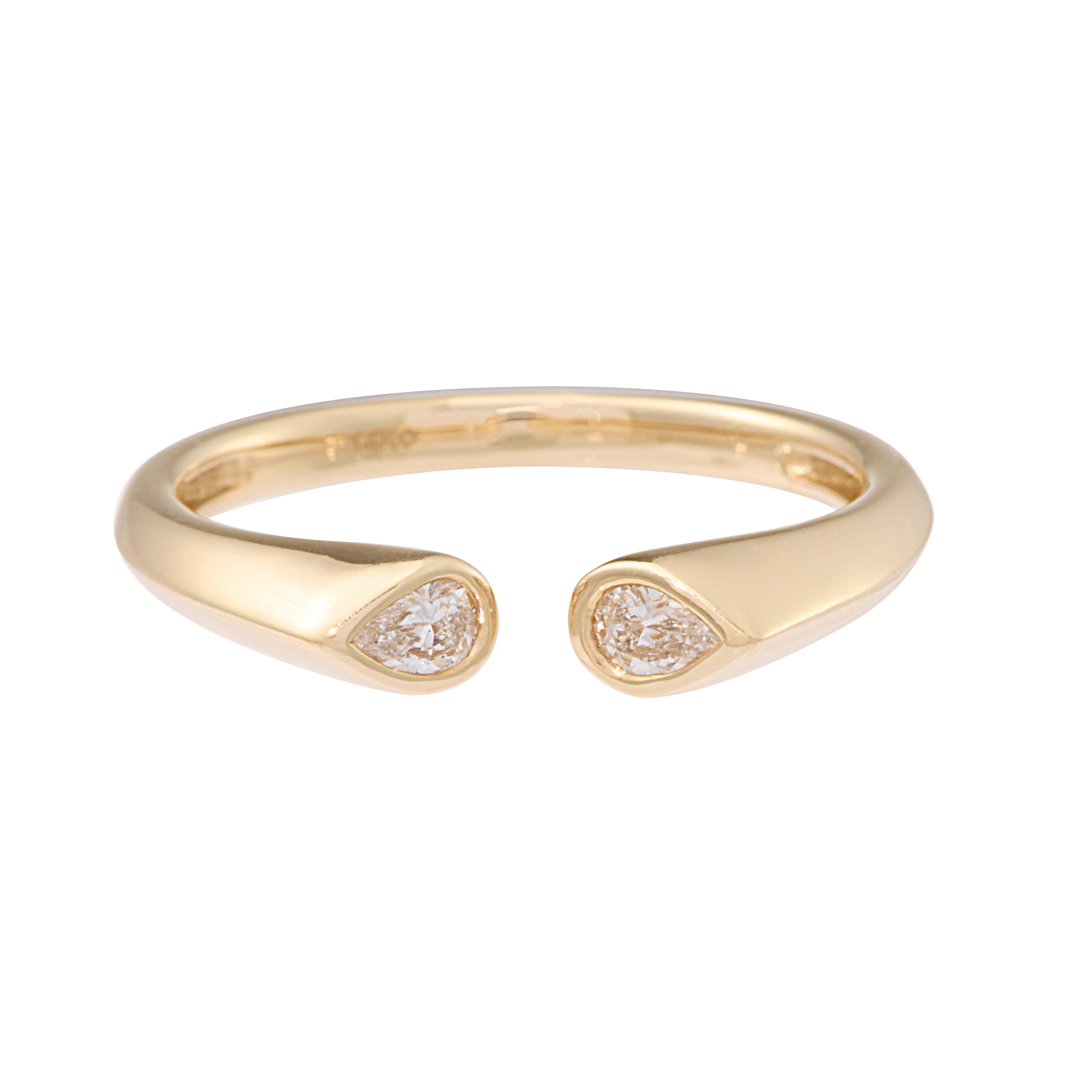 Bezel Set Pear Diamond Open Hook Ring