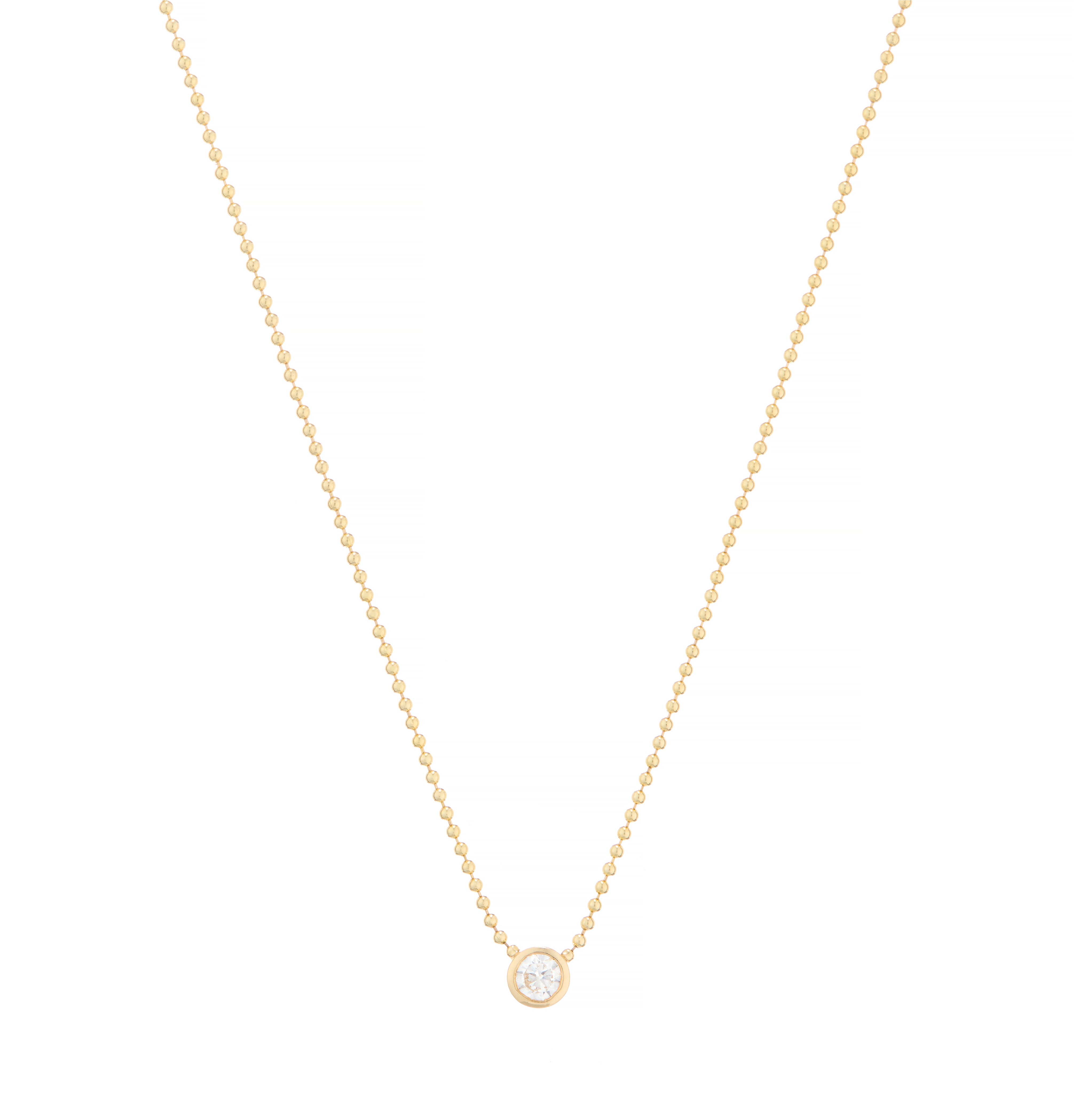 Bezel Set Round Diamond Ball Chain Necklace