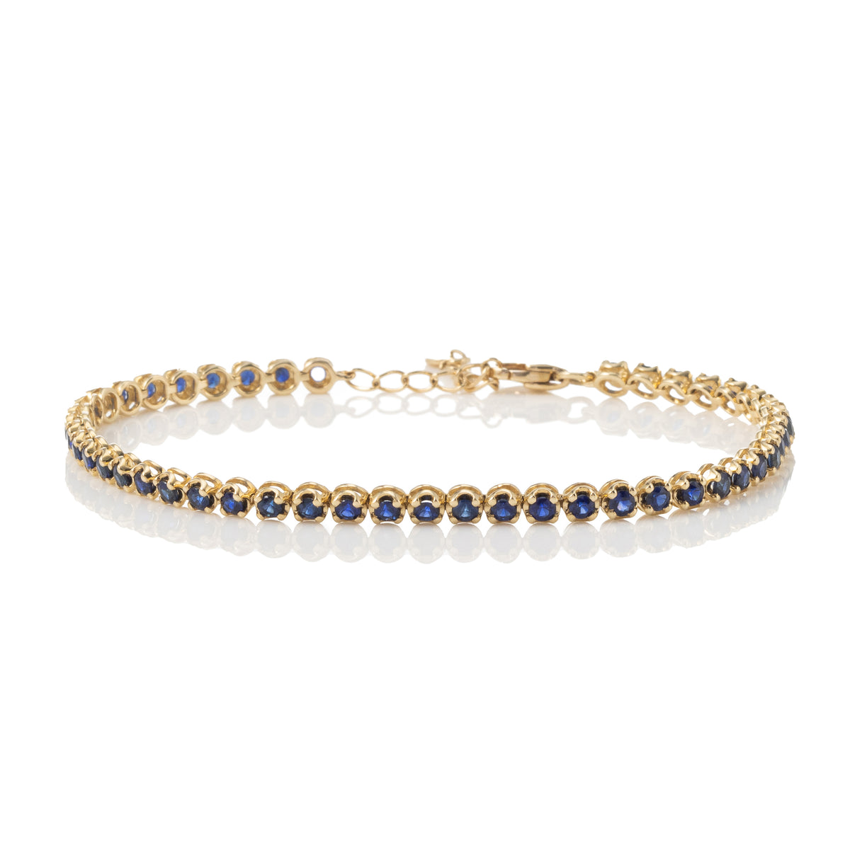 Crown Prong Blue Sapphire Tennis Bracelet