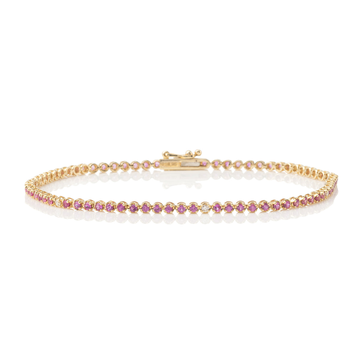 Crown Prong Pink Sapphire and Diamond Tennis Bracelet