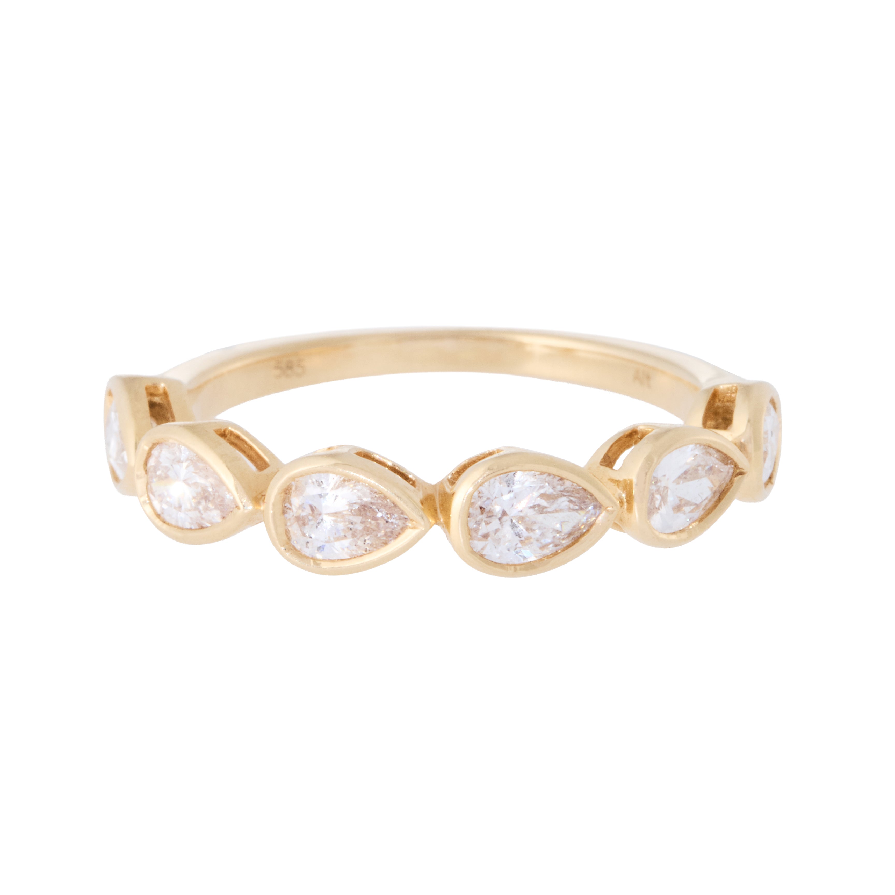 East West Bezel Set Pear Diamond Half Eternity Band