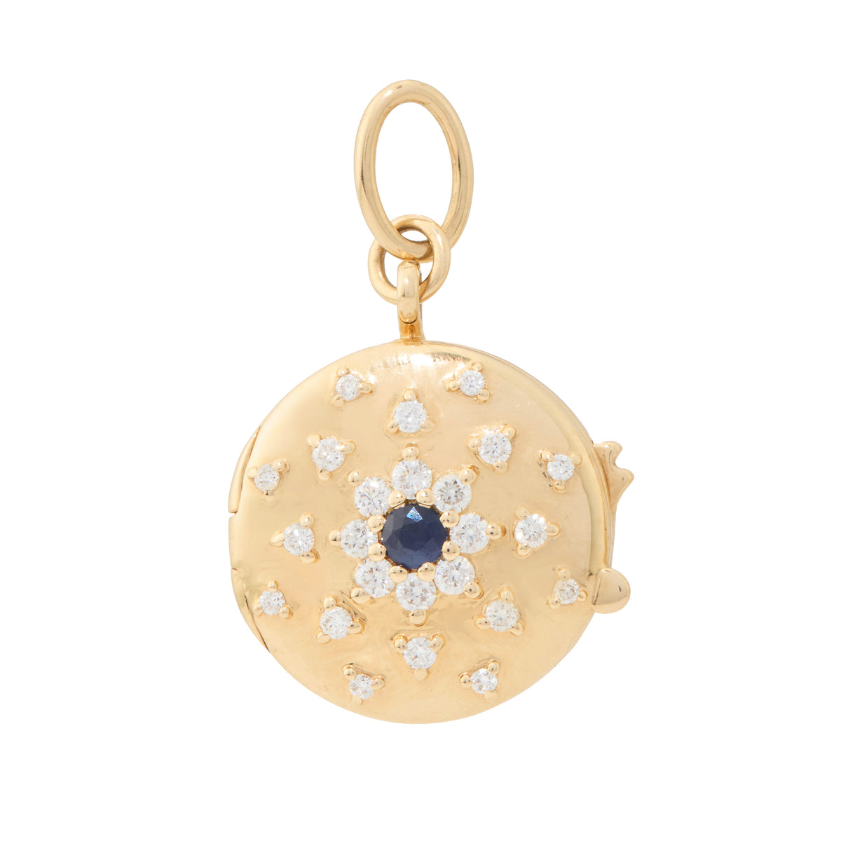 Flower Diamond Locket with Sapphire Center