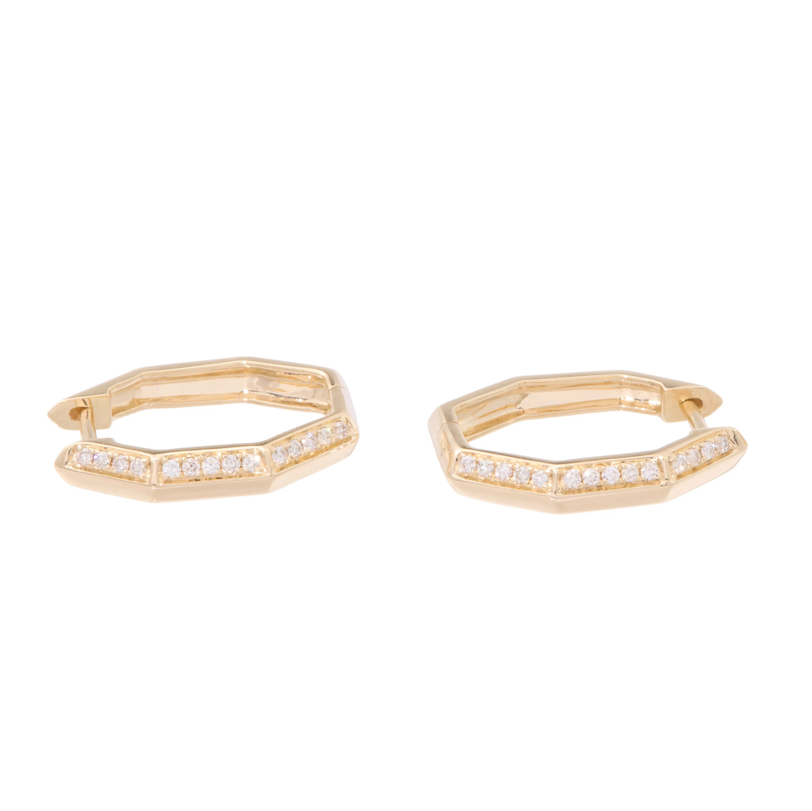 Half Gold Half Diamond Geometric Huggies