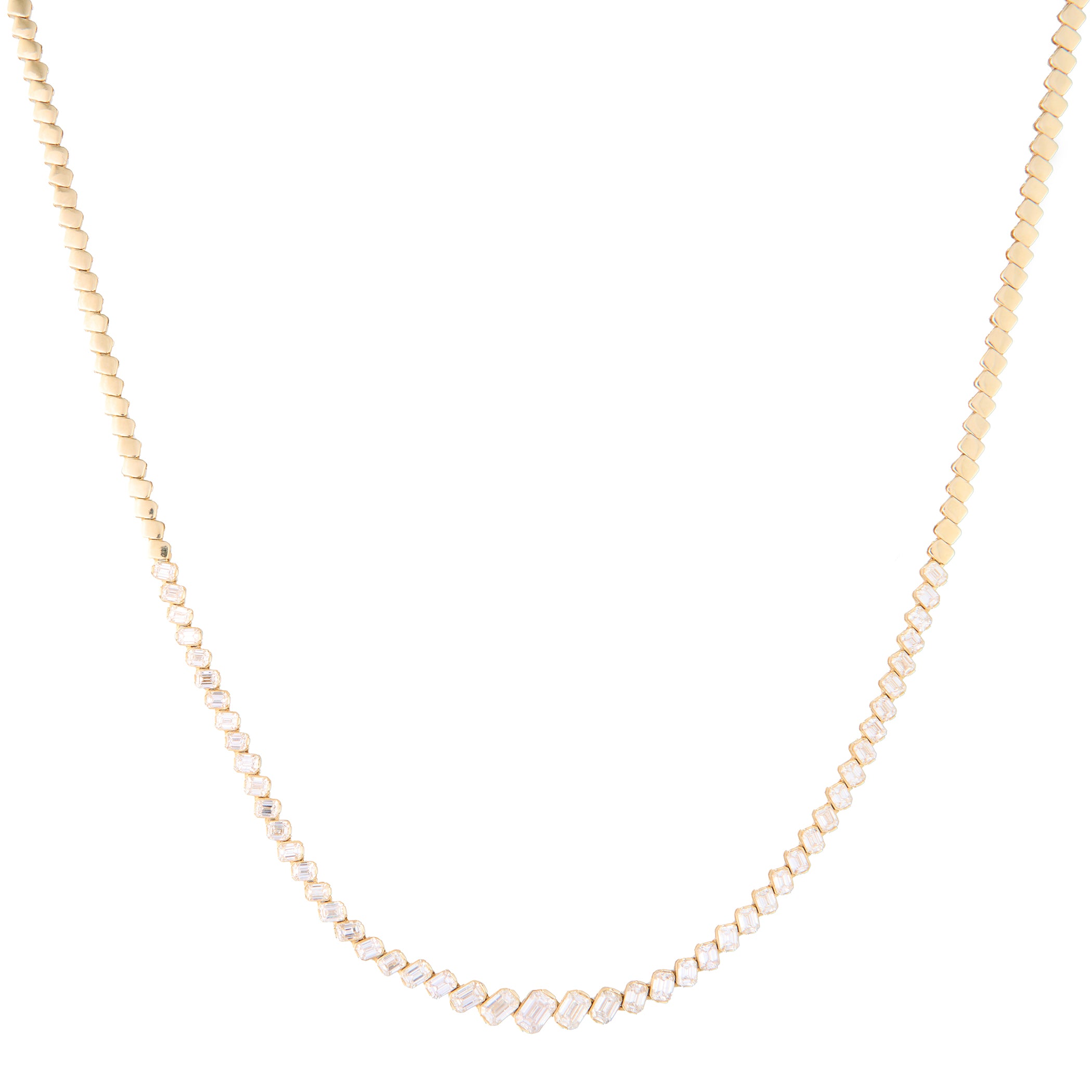 Jagged Asscher Cut Diamond Tennis Necklace