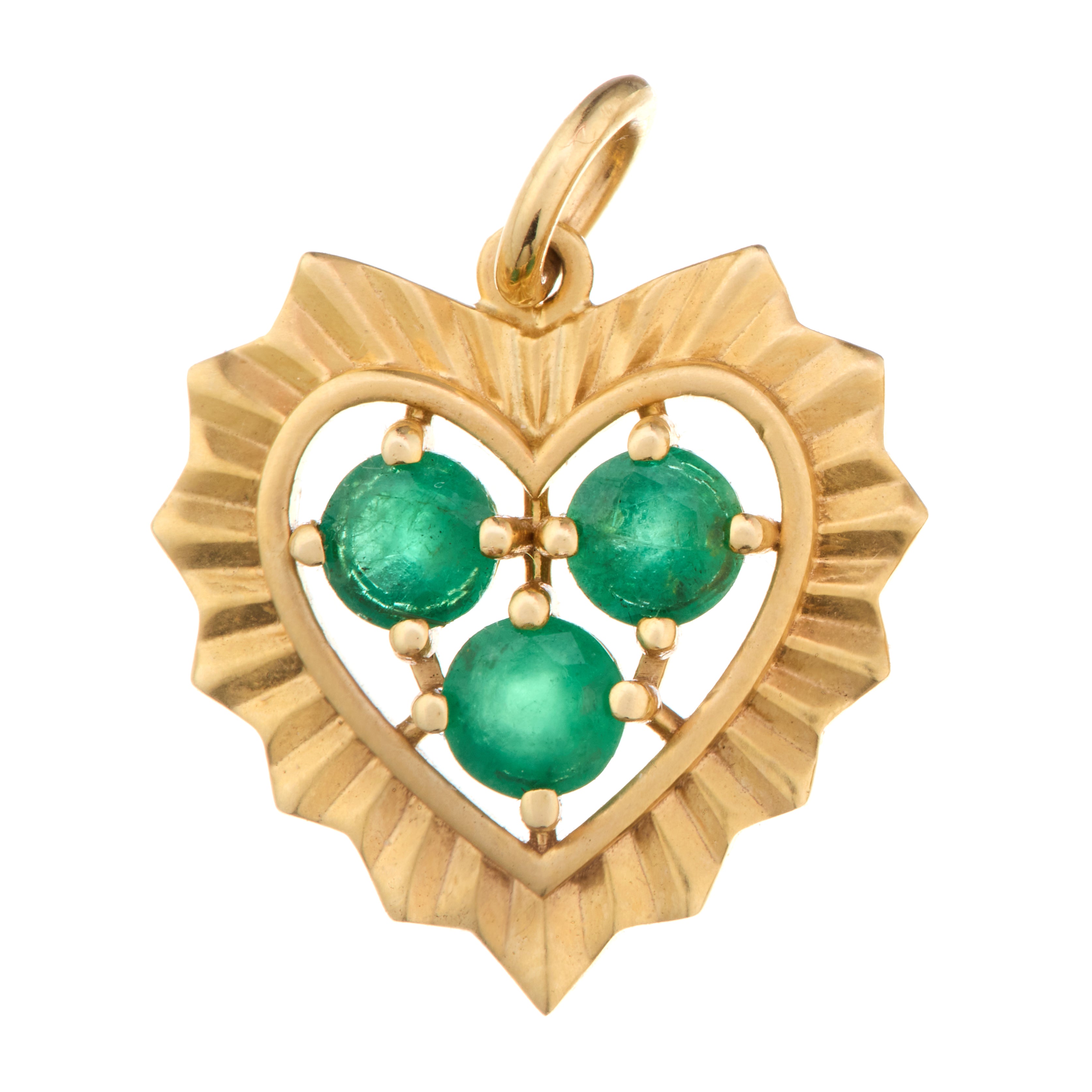 Lionheart Pleated Burst Charm with Prong Set Emerald Center