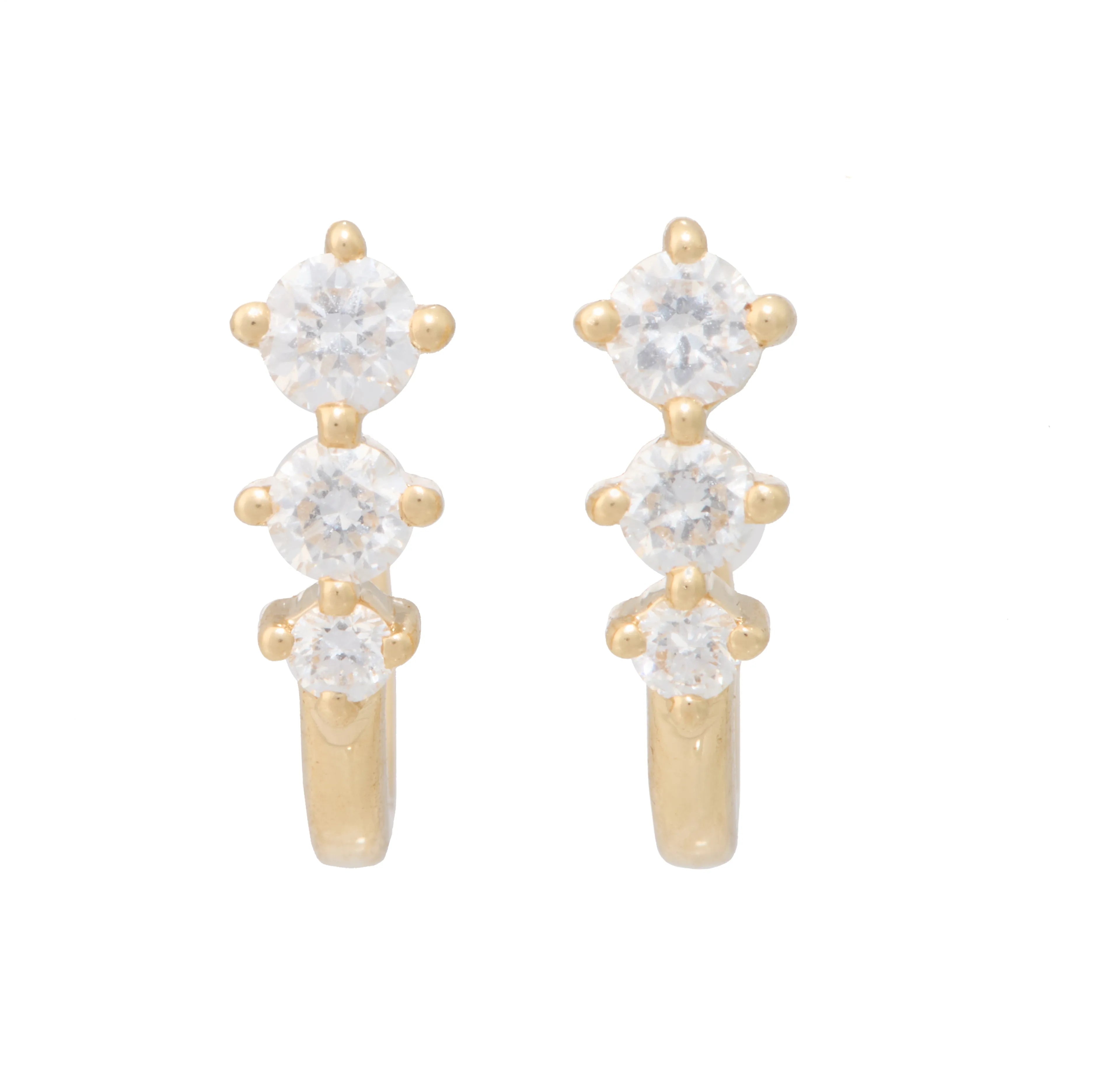 Petite Gradient 3 Diamond J Hook Earrings